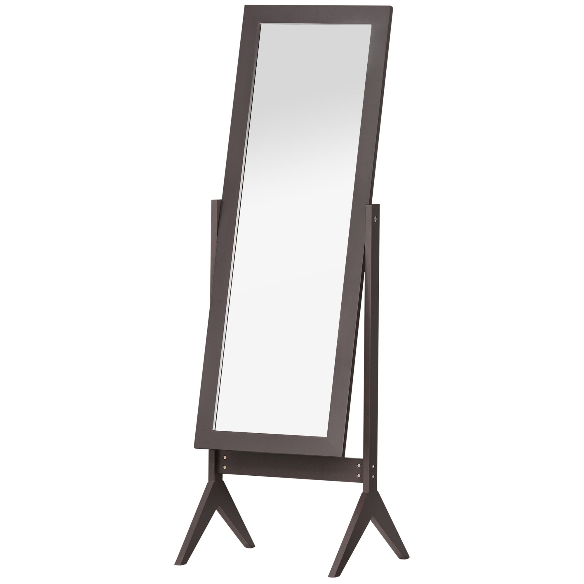 HOMCOM Freestanding Dressing Mirror Bedroom Tall Adjustable Angle 148x47cm Brown - North Peak Garden Furniture