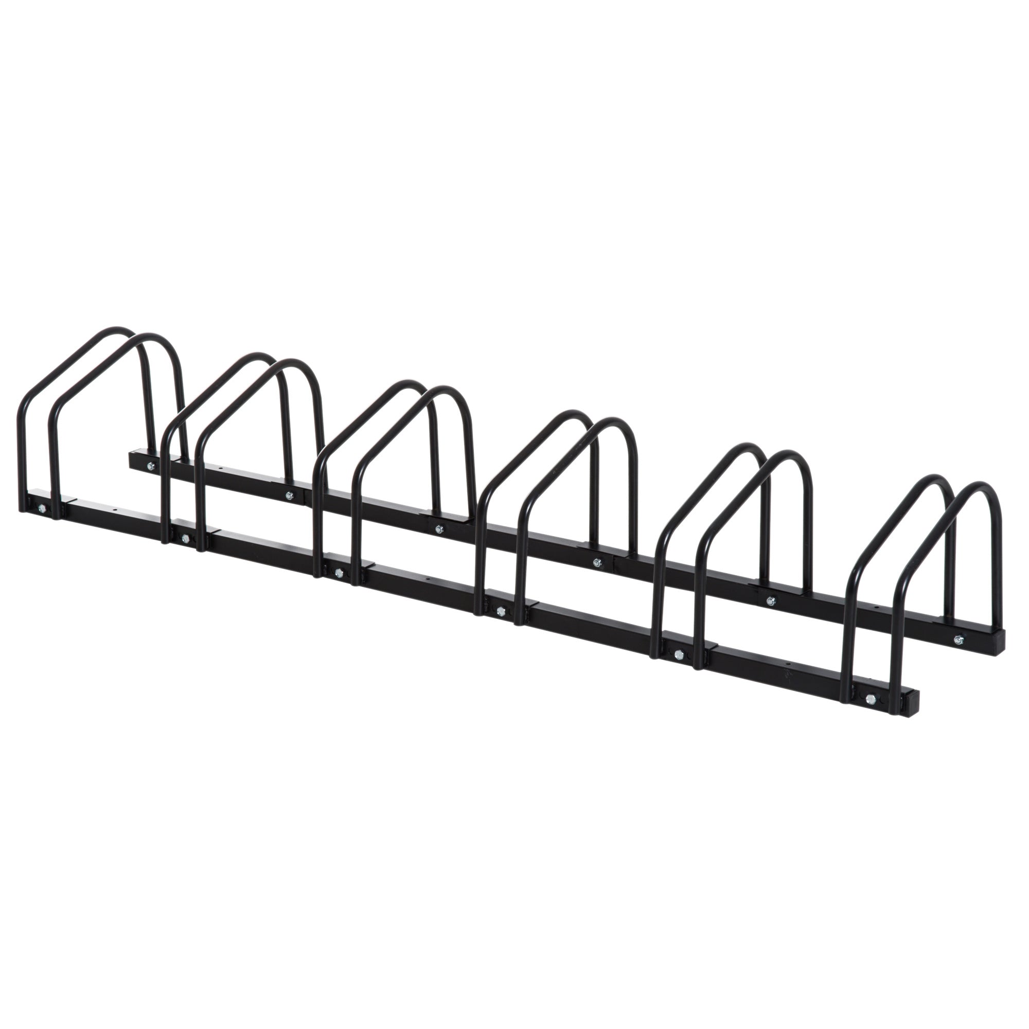 HOMCOM Bike Stand Parking Rack Floor or Wall Mount Bicycle Cycle Storage Locking Stand 179L x 33W x 27H (6 Racks, Black) - North Peak Garden Furniture