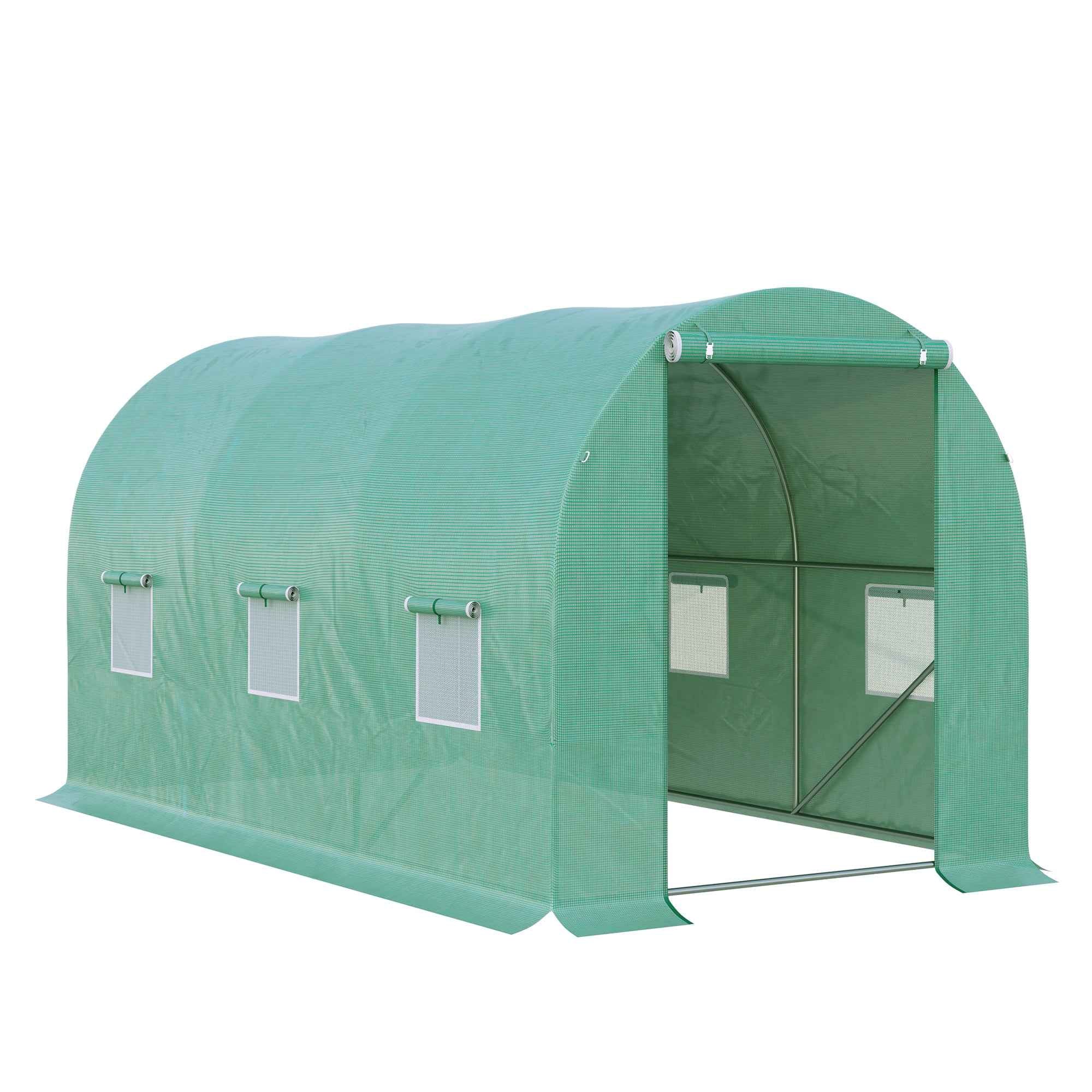 Outsunny 4L x 2W x 2H M Greenhouse Walk-in Polytunnel Outdoor Garden Flower Vegetable Planter 25mm Diameter Galvanised Steel Frame with Zipped Door