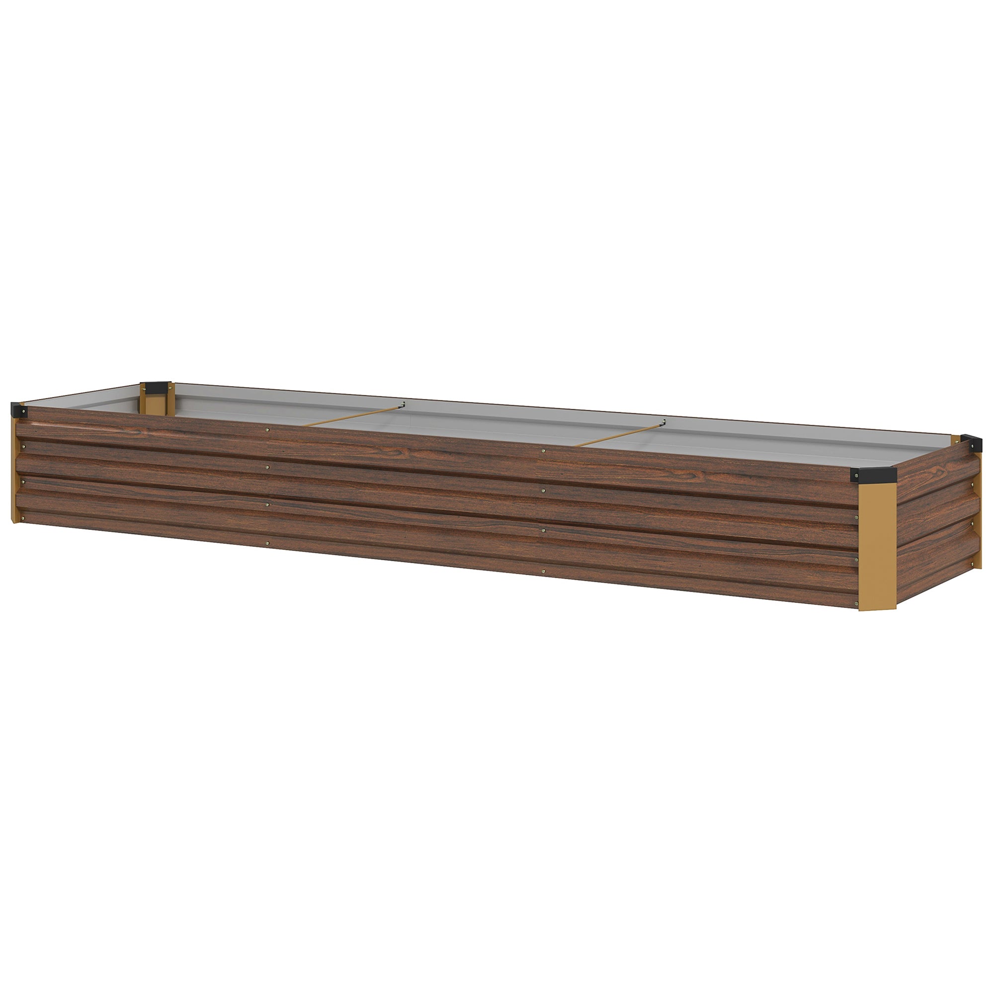 Outsunny 60 x 240cm Galvanised Steel Planter, with Open Bottom, Brown - North Peak Garden Furniture