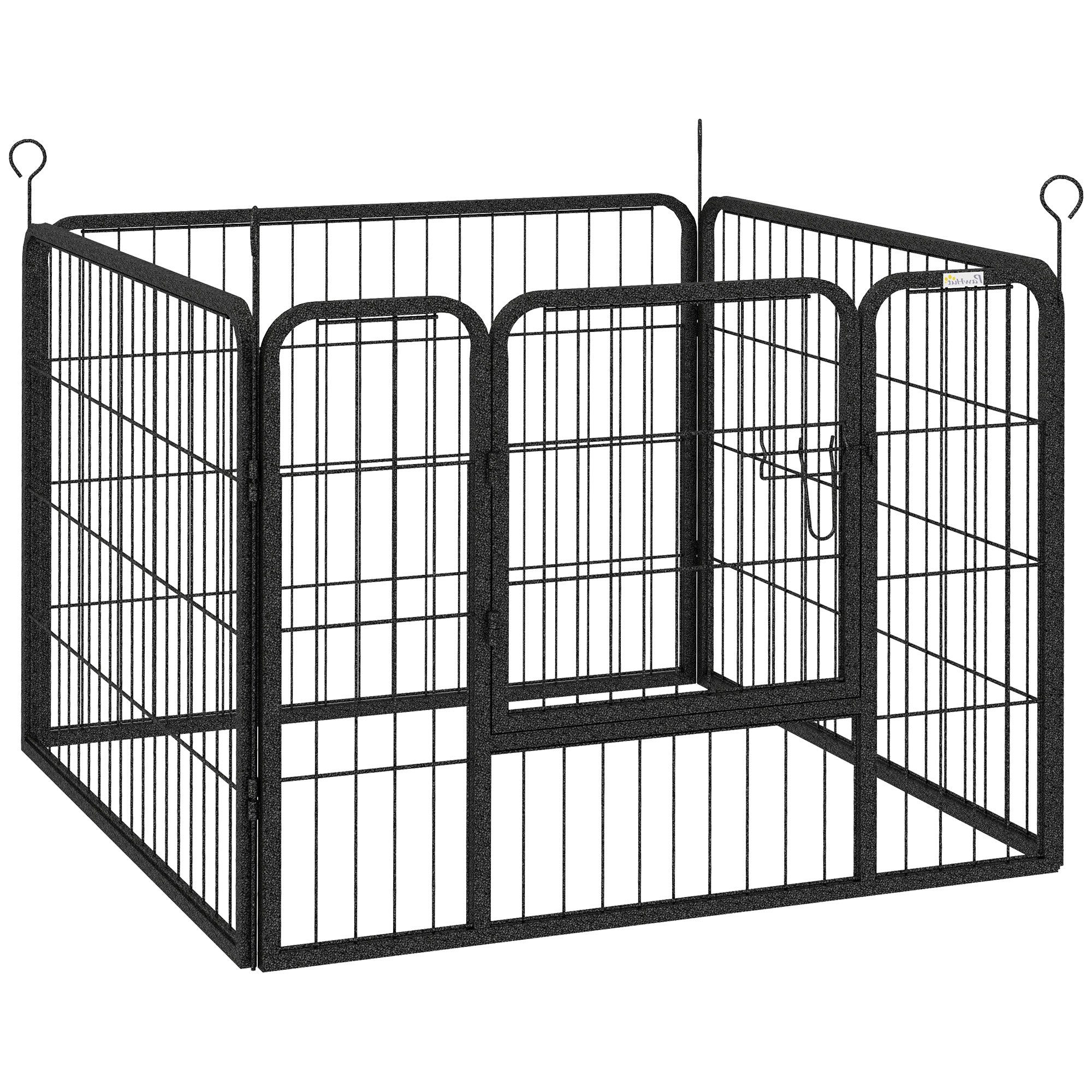 PawHut Heavy Duty Dog Playpen, 4 Panel Puppy Pen, Foldable Dog Kennel Both Indoor Outdoor Use Collapsible Design 82L x 82W x 60H (cm) - North Peak Garden Furniture