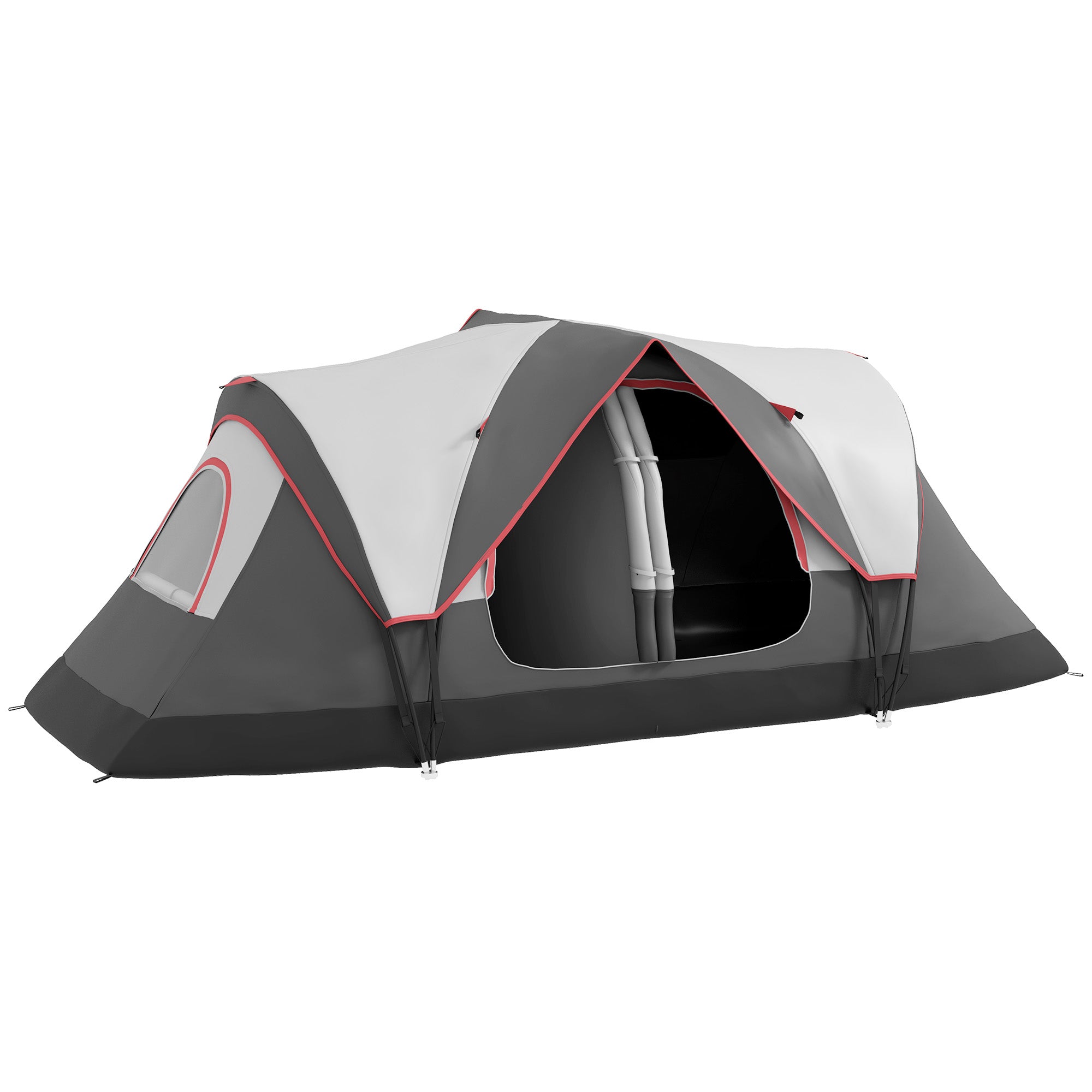 Outsunny Camping Tent for 6-8 Man with 2000mm Waterproof Rainfly and Carry Bag for Fishing Hiking Festival, Grey - North Peak Garden Furniture
