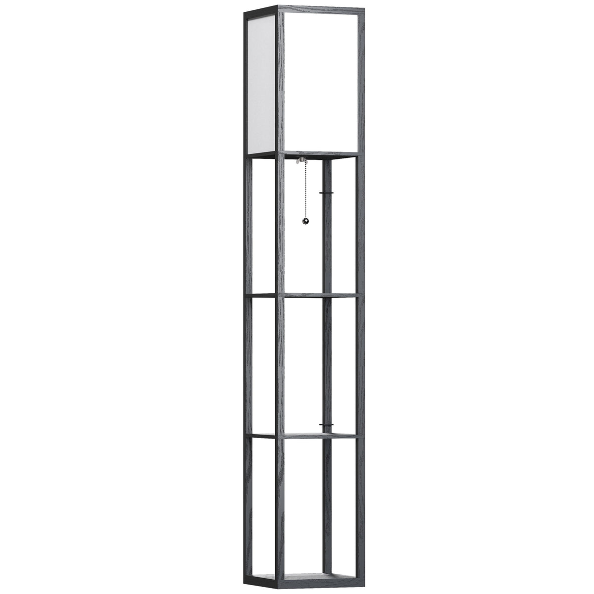 HOMCOM 3-Tier Floor Lamp, Floor Light with Storage Shelf, Reading Standing Lamp for Living Room, Bedroom, Kitchen, Dining Room, Office, Dorm, 160cm, Black