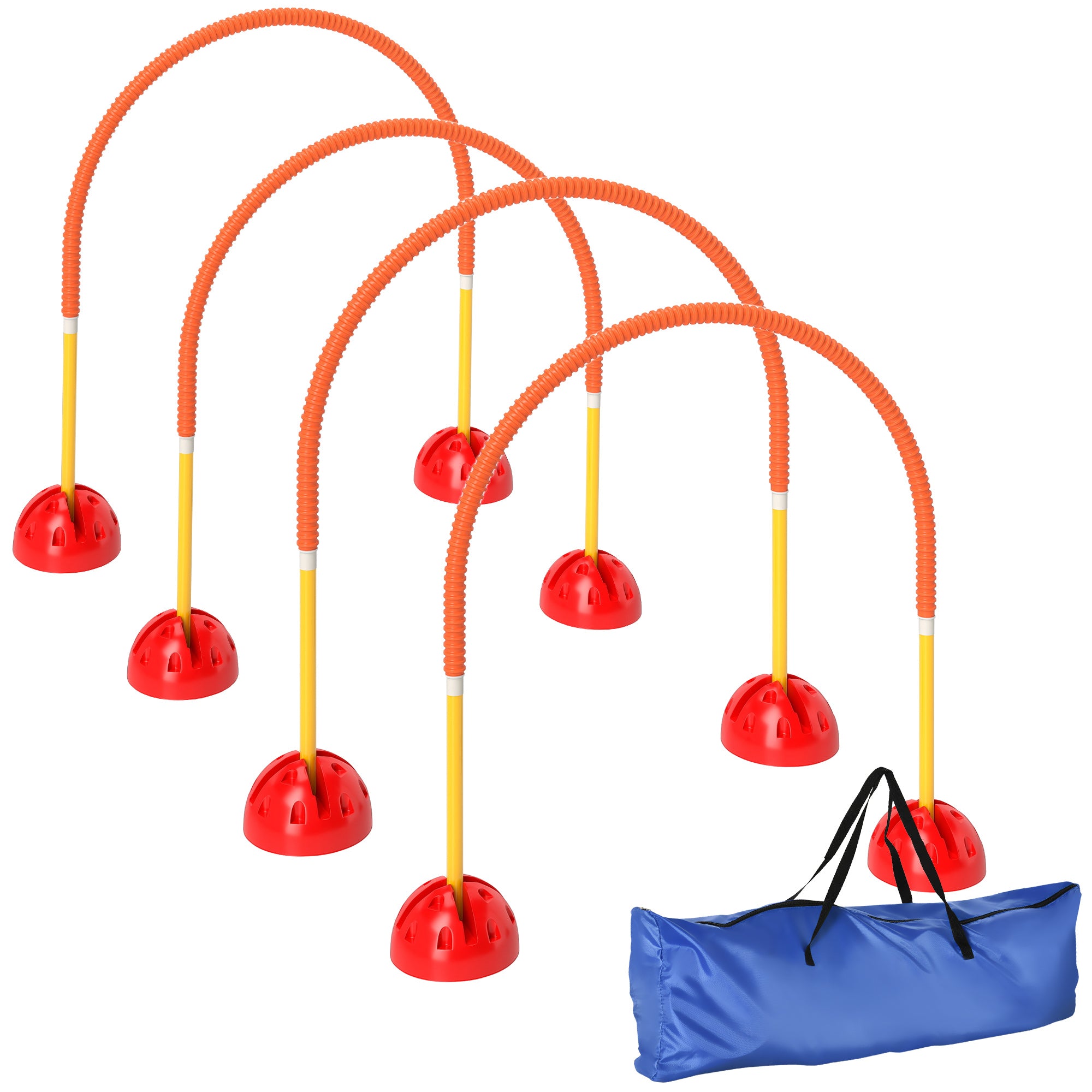 PawHut 4 Piece Dog Agility Training Equipment with 4 Adjustable Width Doors, Carry Bag, for Garden, Orange - North Peak Garden Furniture