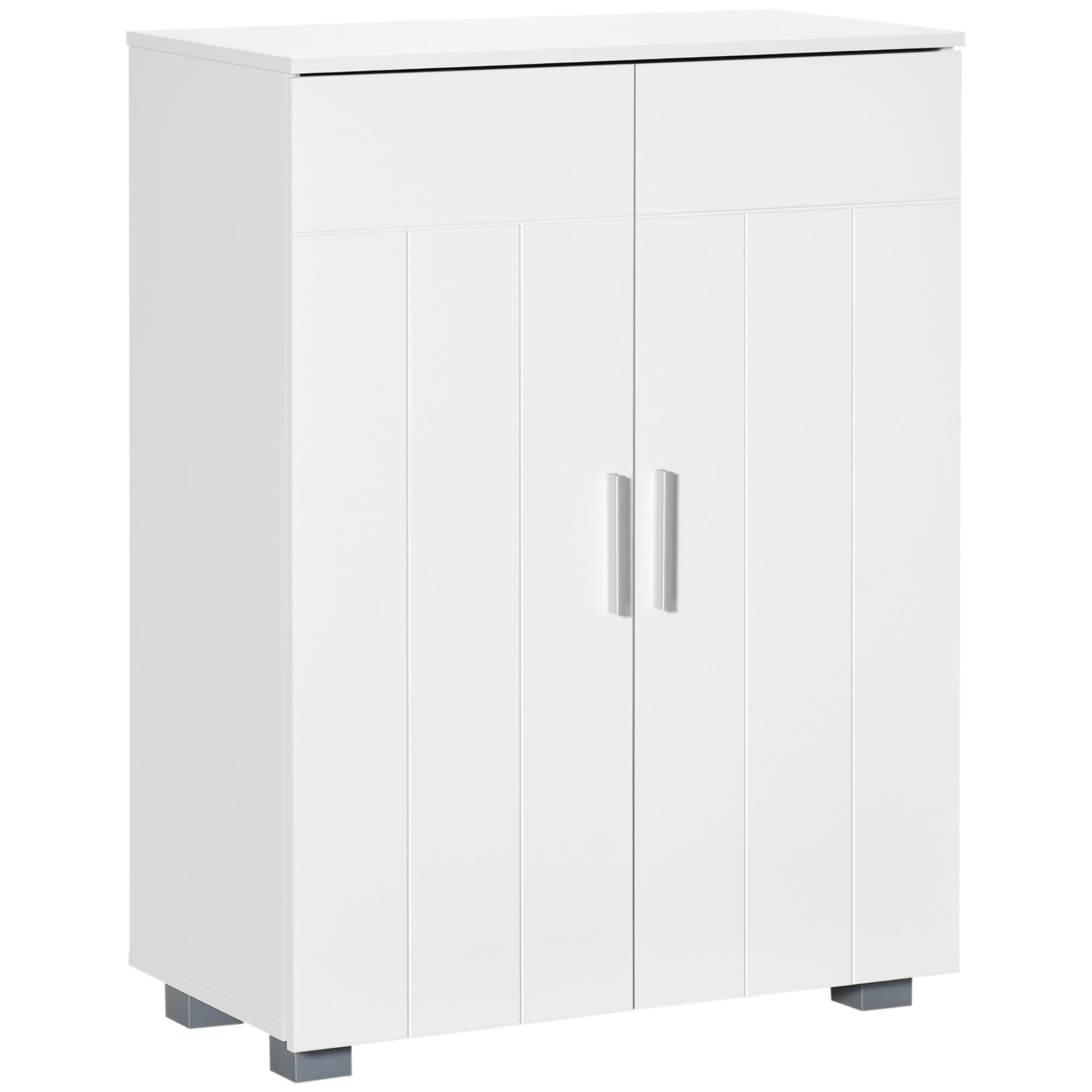 kleankin Modern Bathroom Floor Cabinet, Free Standing Linen Cabinet, Storage Cupboard with 3 Tier Shelves, White - North Peak Garden Furniture