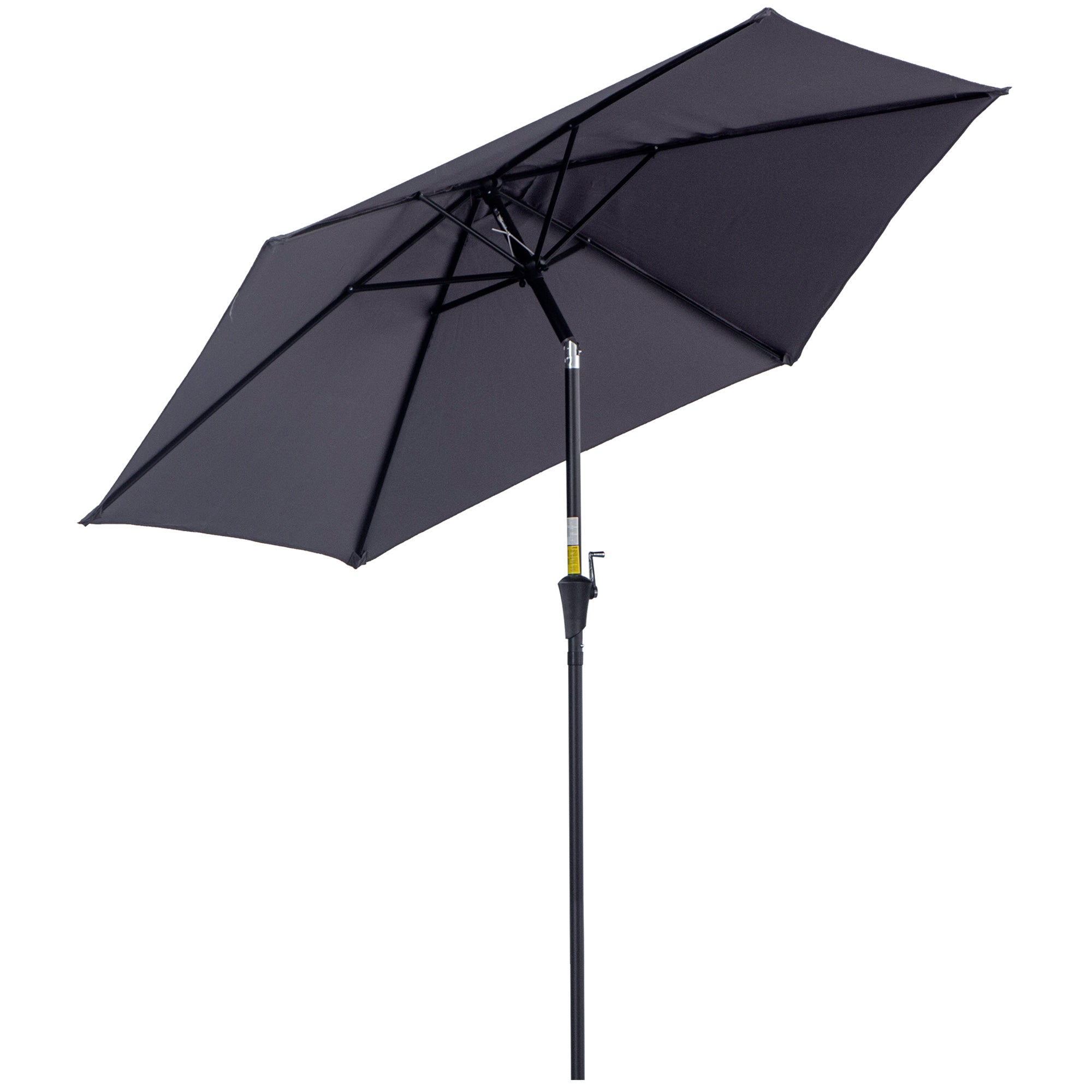 Outsunny 2.6M Garden Parasol Umbrella with Tilt and Crank, Outdoor Sun Parasol Sunshade Shelter with Aluminium Frame, Grey - North Peak Garden Furniture