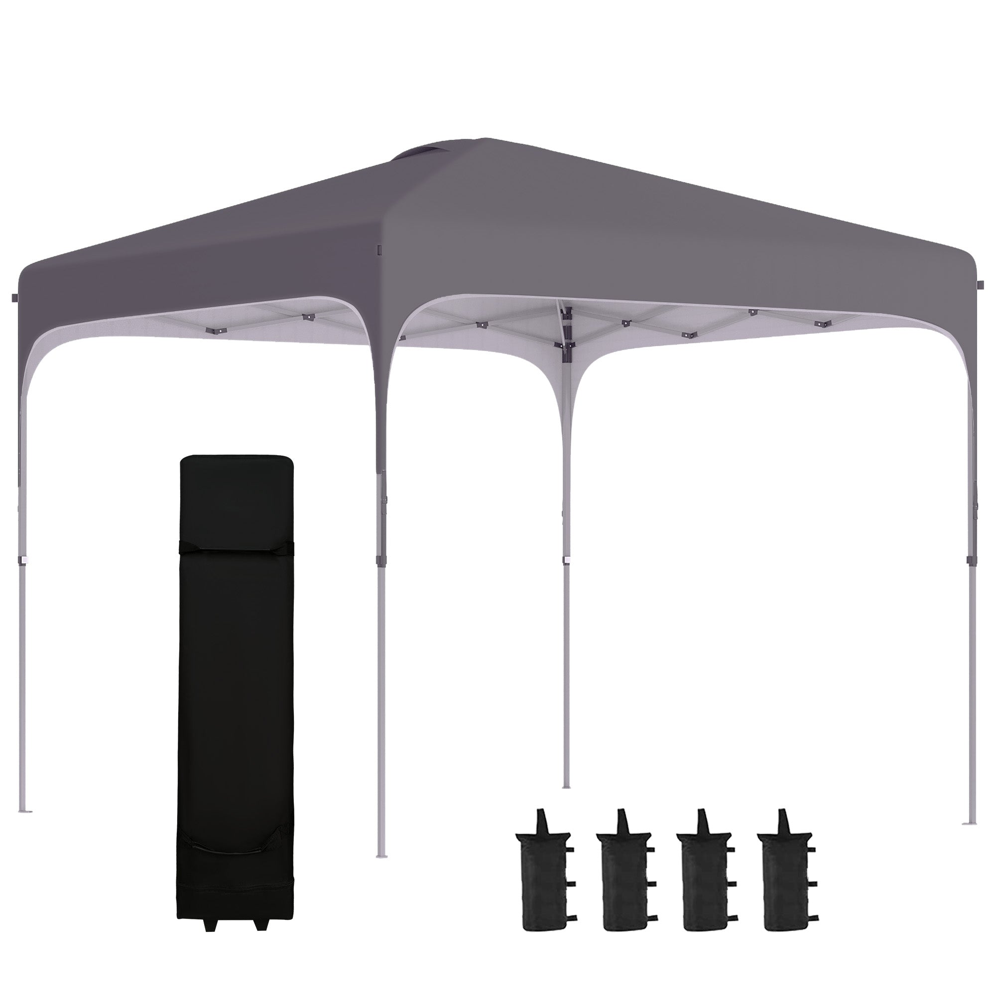Outsunny 3 x 3 (M) Pop Up Gazebo, UPF 50+ Foldable Canopy Tent with Carry Bag with Wheels and 4 Leg Weight Bags, Height Adjustable, for Outdoor Garden Patio Party, Dark Grey - North Peak Garden Furniture