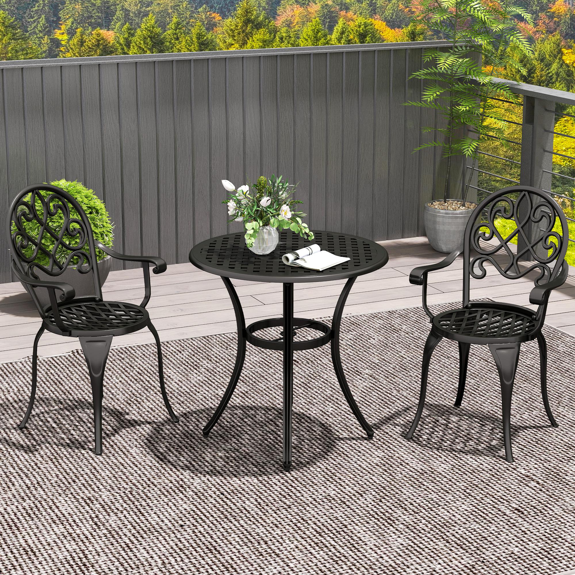 Outsunny Three-Piece Elegant Aluminium Garden Set - Black - North Peak Garden Furniture