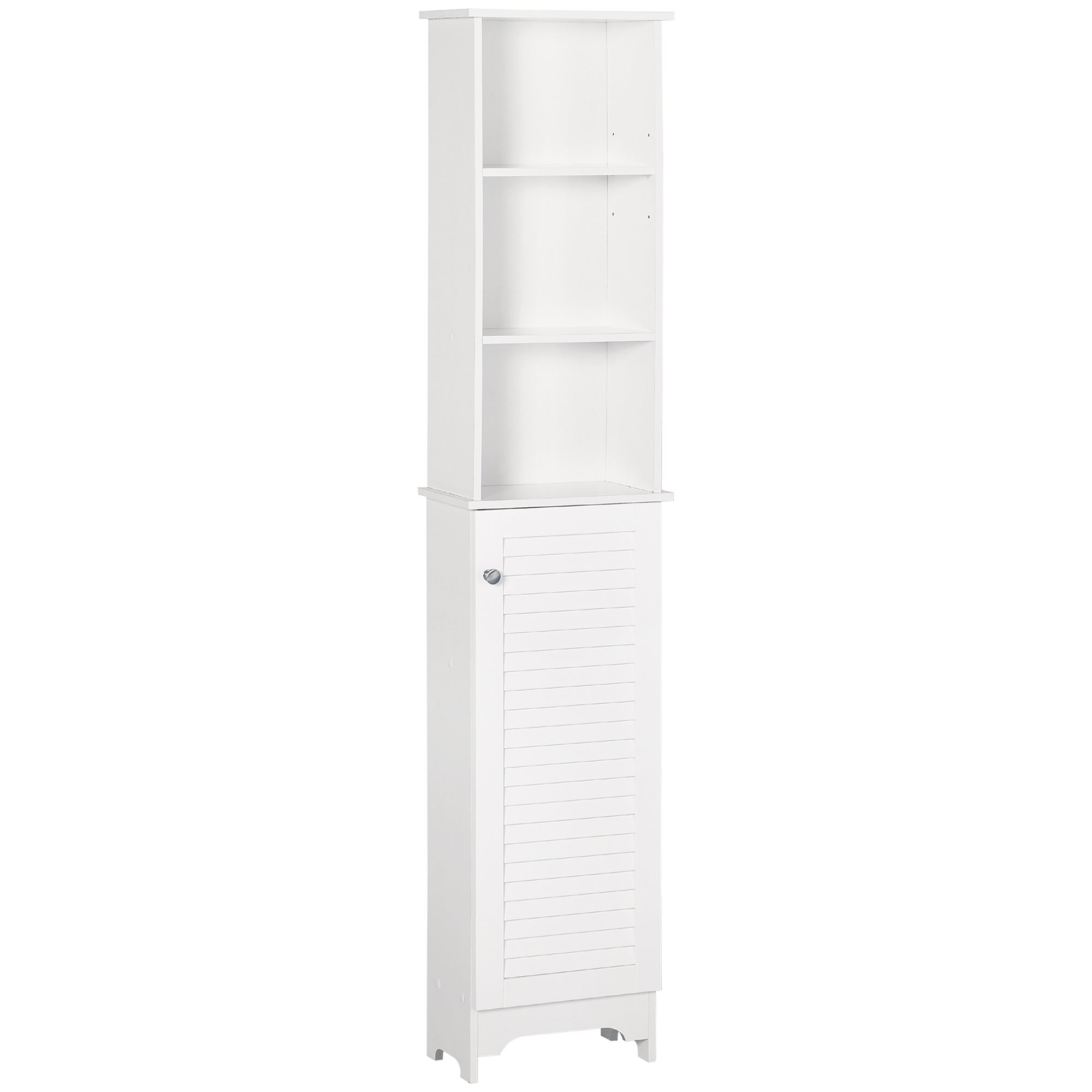 HOMCOM Tall Bathroom Cabinet Storage Cupboard Floor Standing Home Bathroom Furniture w/ 6 Shelves 165H x 34W x 20D cm White - North Peak Garden Furniture