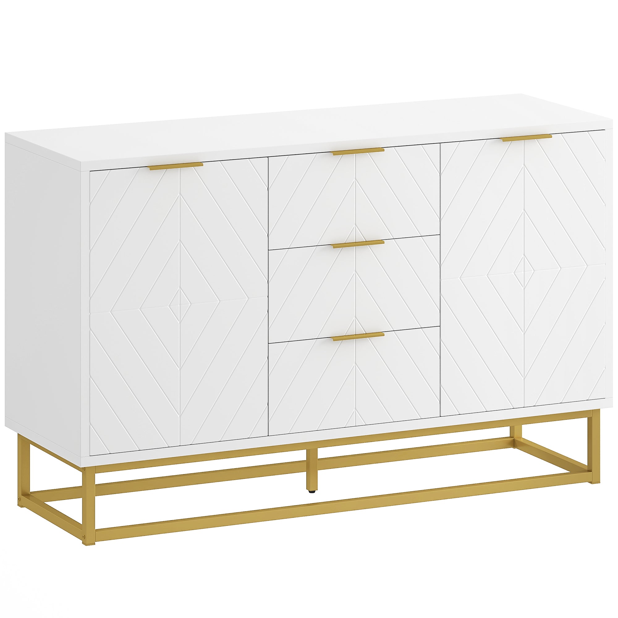 HOMCOM Modern Storage Cabinet Freestanding Cupboard with 3 Drawers for Dining Room, Living Room