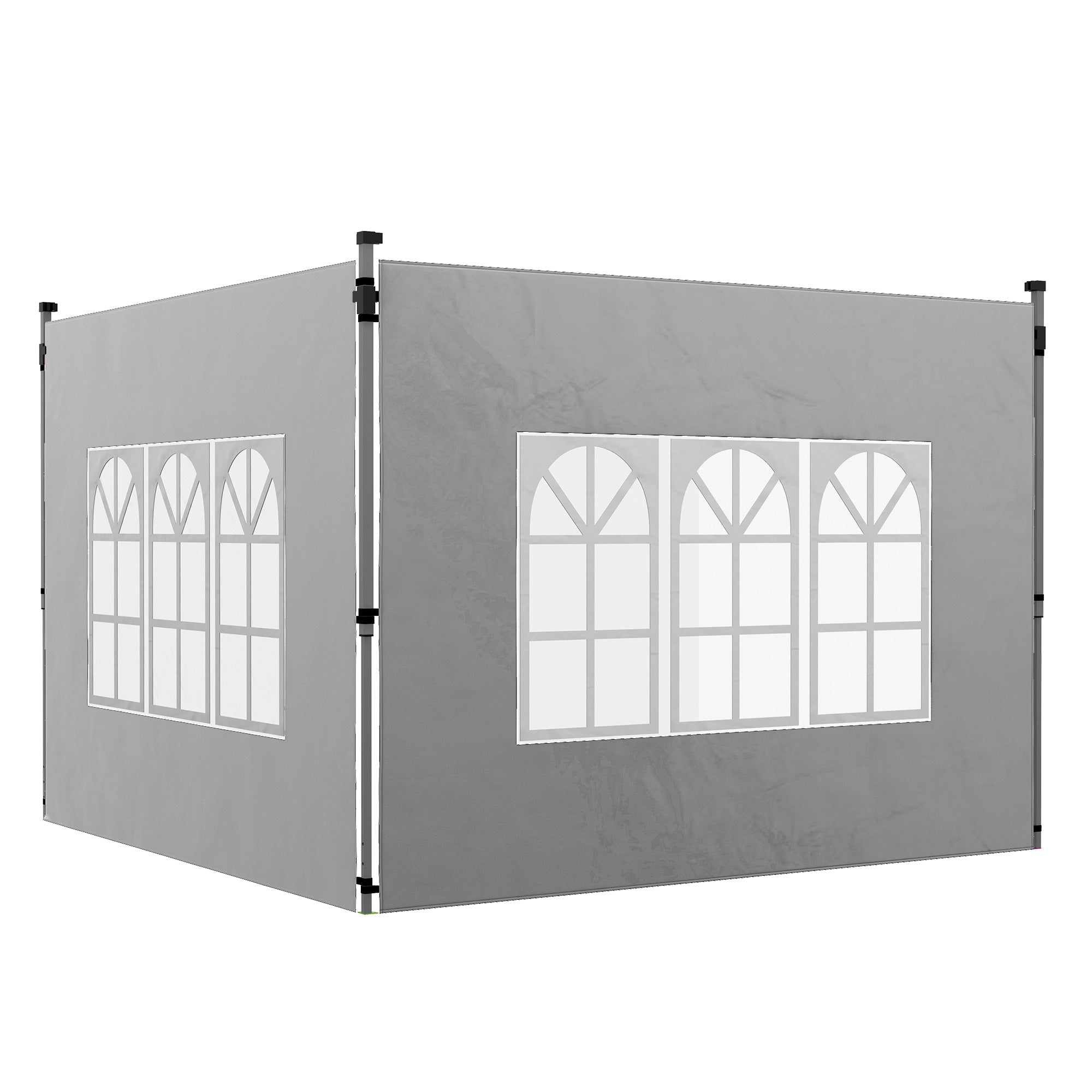 Outsunny Gazebo Side Panels, Sides Replacement with Window for 3x3(m) or 3x4m Pop Up Gazebo, 2 Pack, Grey - North Peak Garden Furniture
