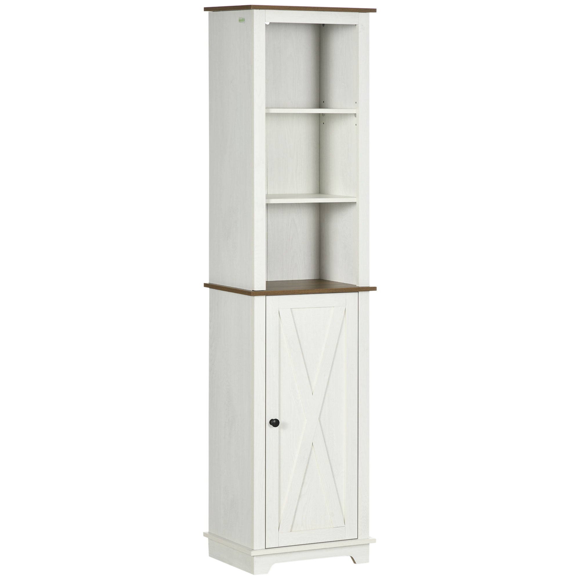 kleankin Bathroom Cabinet, Tall Storage Cabinet with Door and Adjustable Shelves, 39.5 x 30 x 160 cm, White - North Peak Garden Furniture