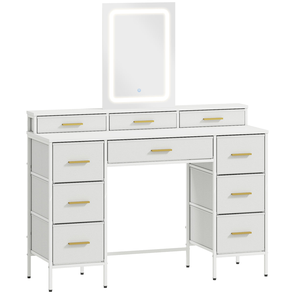 HOMCOM Multi-Storage Elegant Dressing Table, with LED Mirror - White