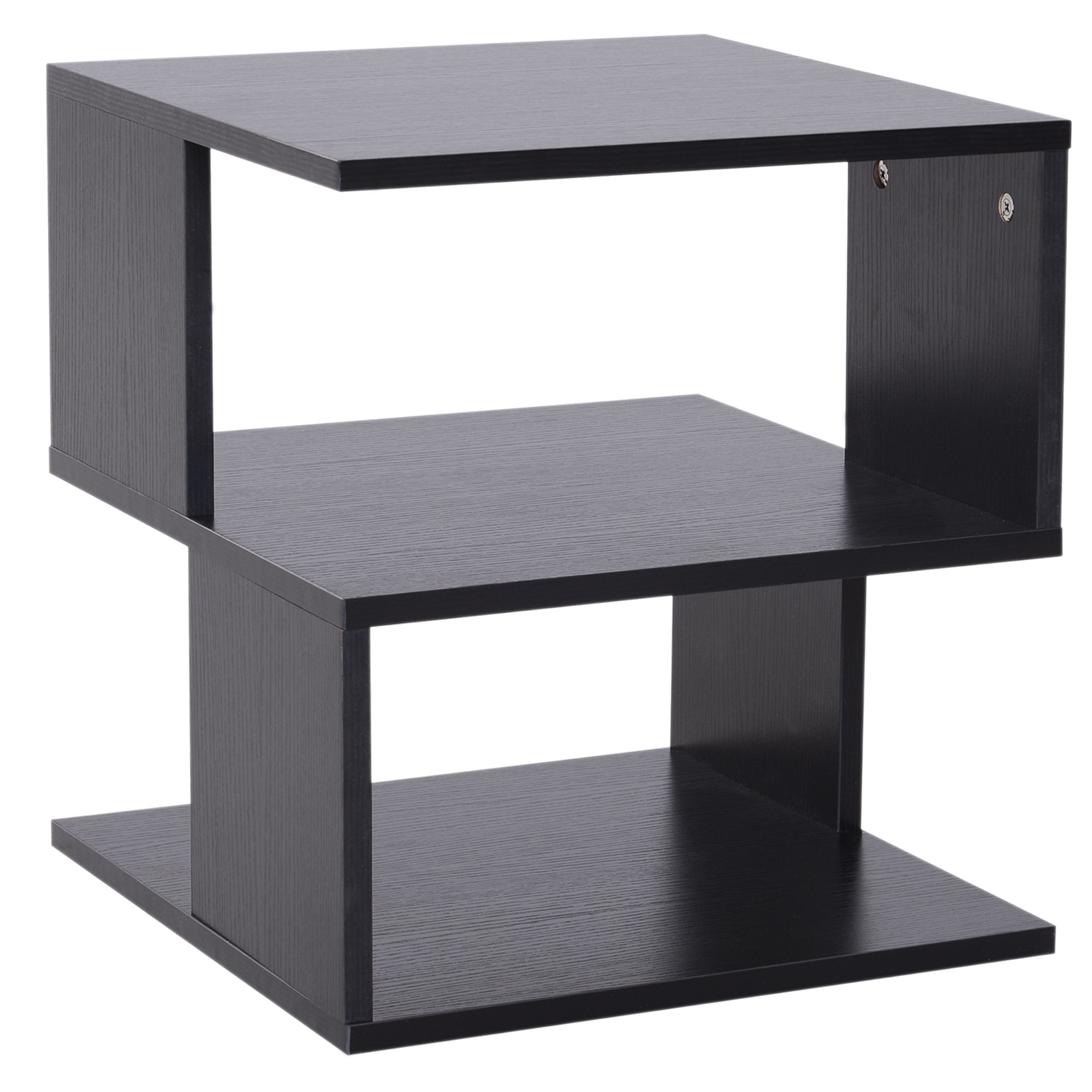 HOMCOM Side Table Square Coffee Table Modern End Table with 2 Tier Storage Shelves for Living Room, Bedroom, Black - North Peak Garden Furniture