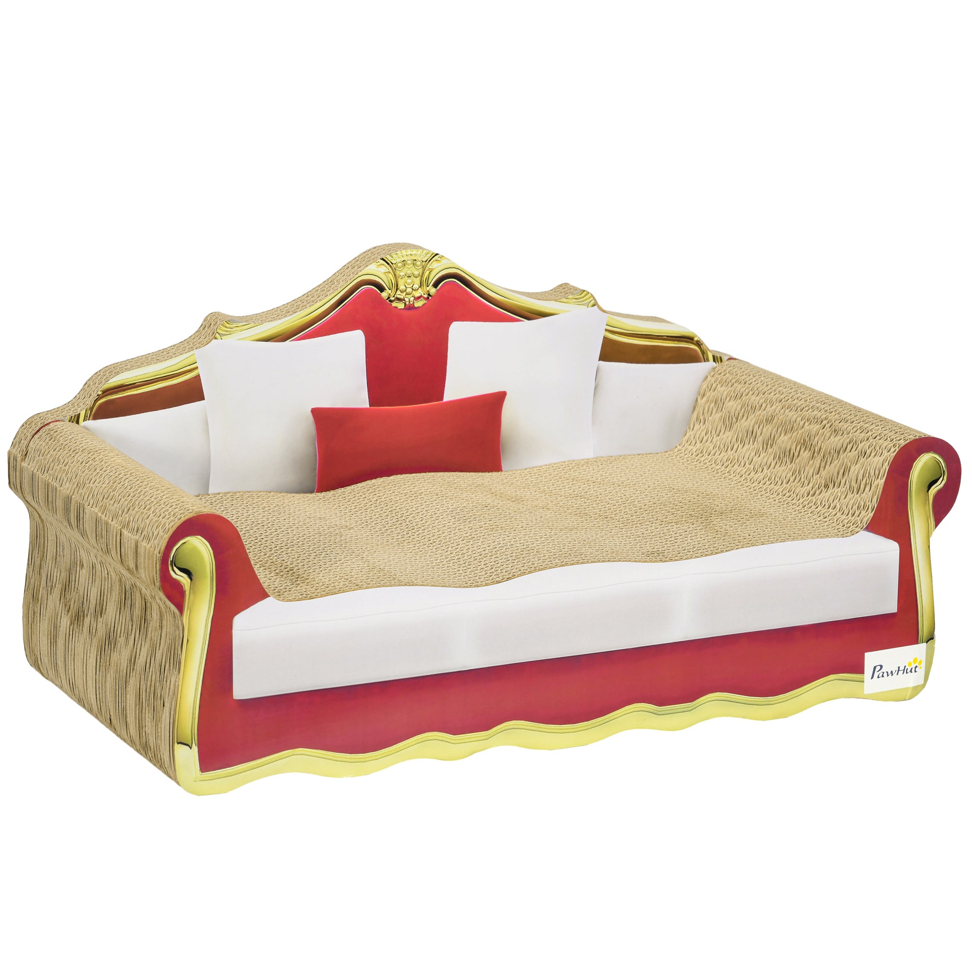 PawHut Cat Cardboard Scratcher, Lounge Sofa Bed with Catnip, 58 x 29.5 x 29cm - North Peak Garden Furniture