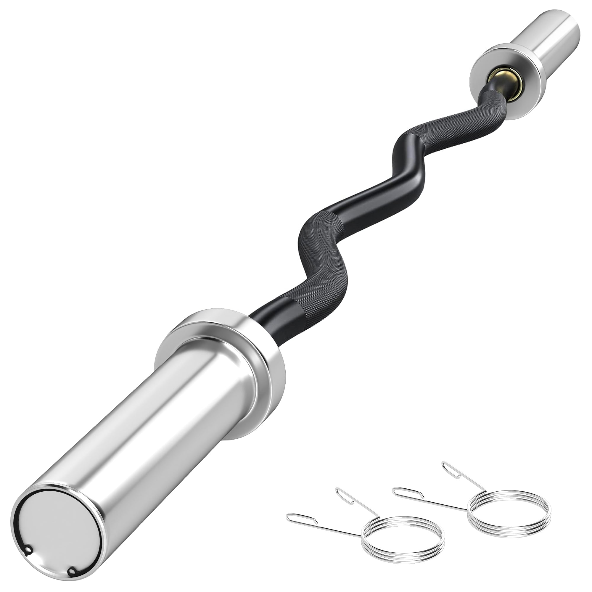 SPORTNOW 120cm EZ Barbell Bar for 5cm Weight Plates, with Spring Clips, 8kg - North Peak Garden Furniture