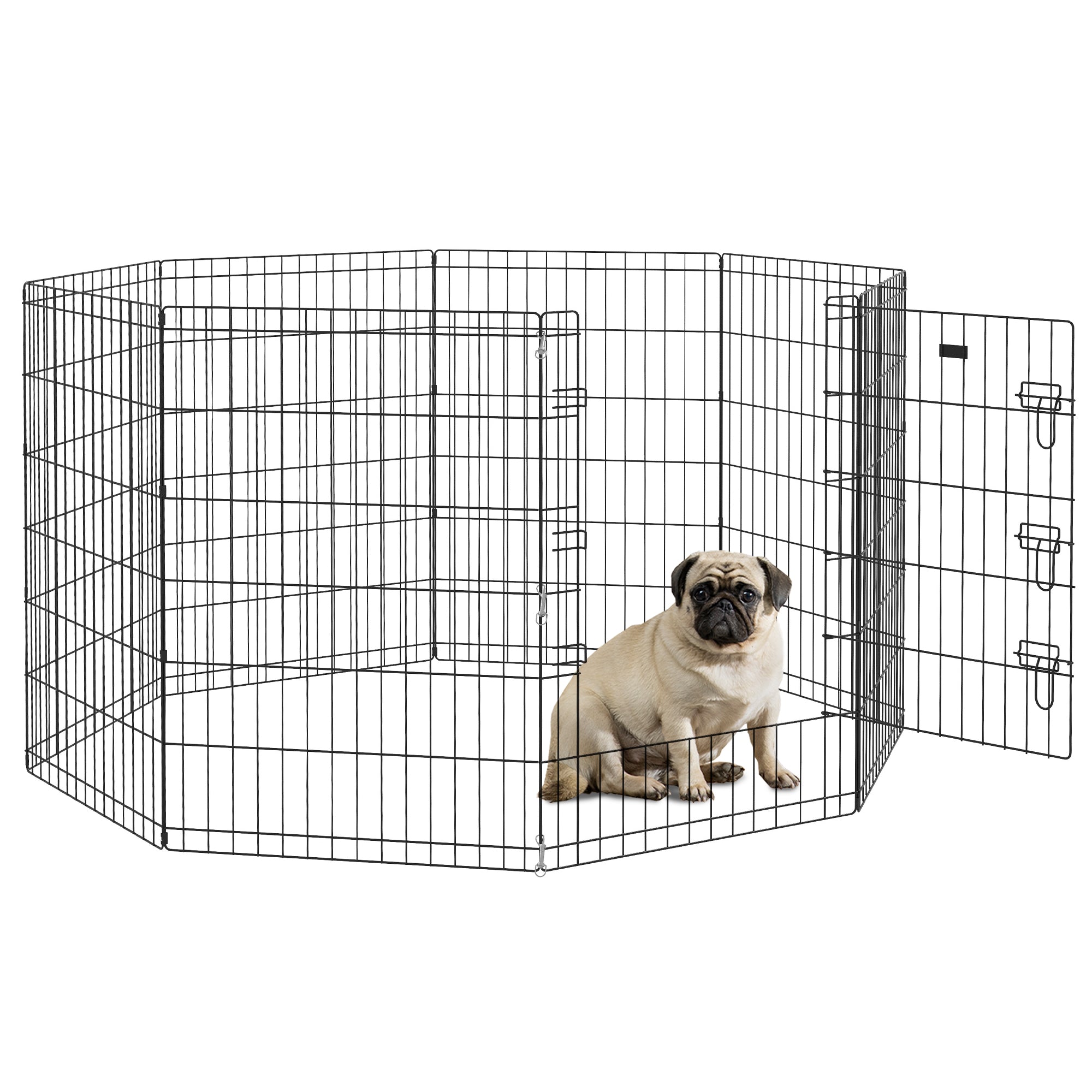 PawHut 8 Panel DIY Dog Pen with Door, for Dogs, Small Animals, Indoor/Outdoor Use, 91cm High - North Peak Garden Furniture