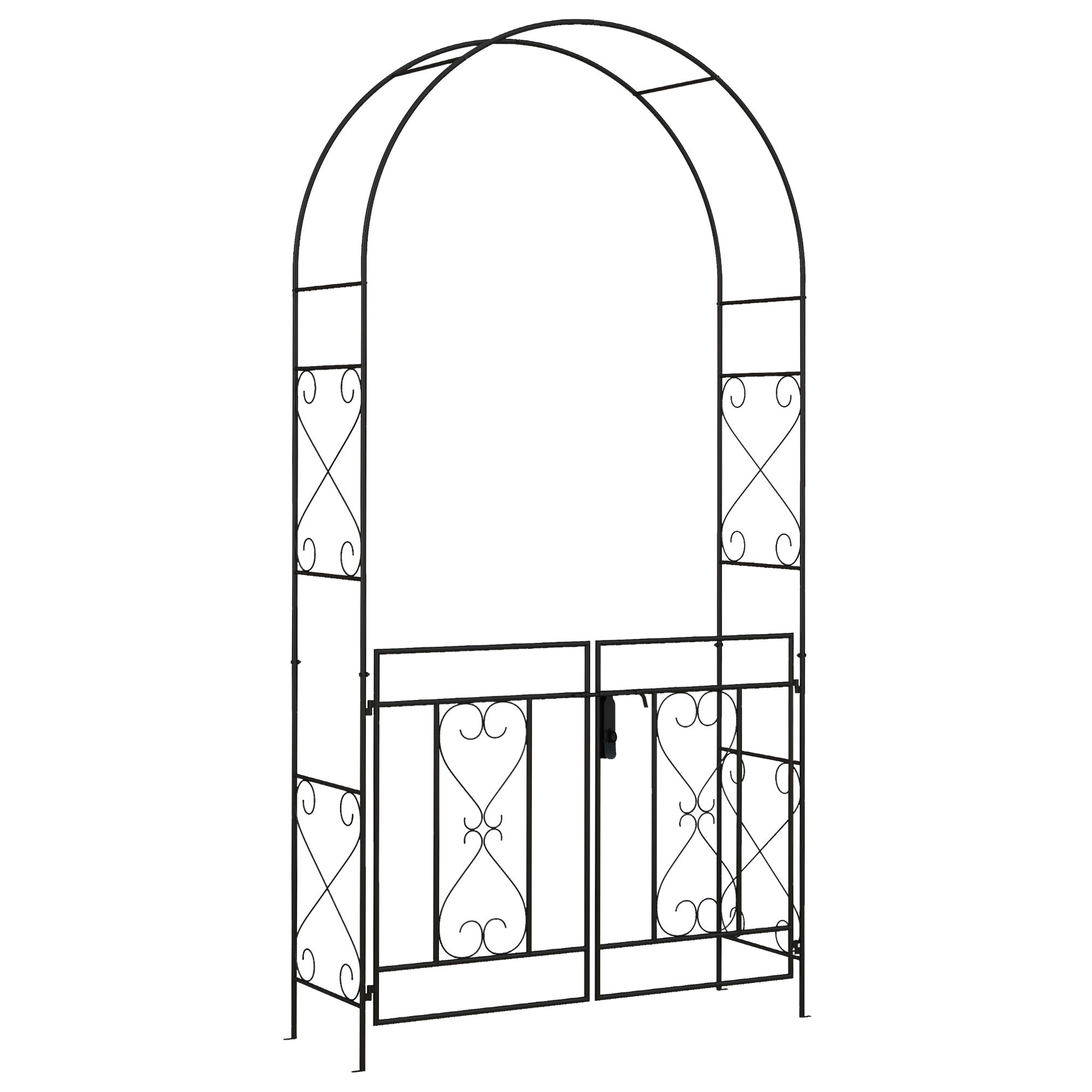 Outsunny Decorative Garden Arch, with Gate - Black - North Peak Garden Furniture