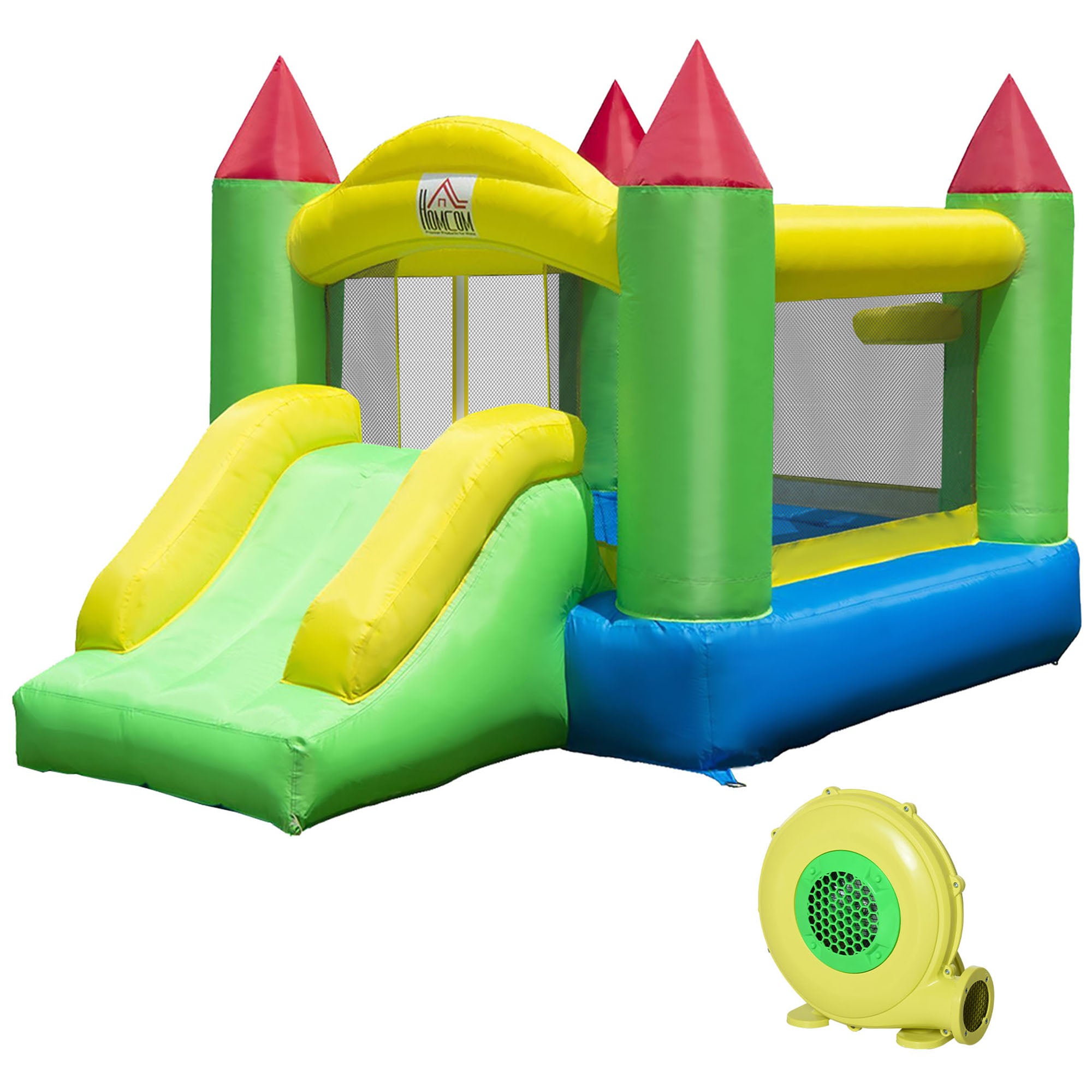 HOMCOM Nylon Inflatable Bouncy Castle Multi-Colour - North Peak Garden Furniture
