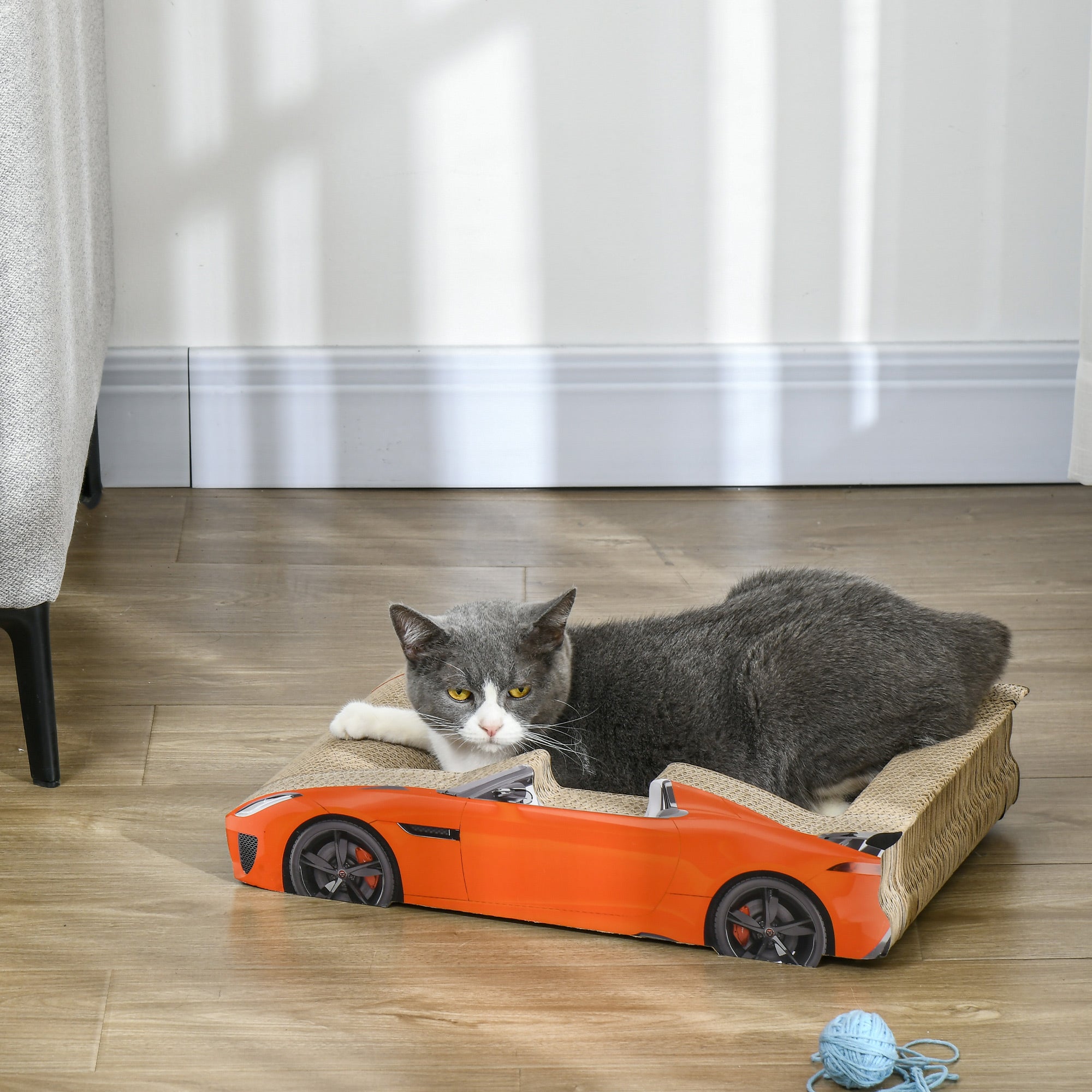 PawHut 2 in 1 Cat Scratching Board with Catnip, Car-shaped - North Peak Garden Furniture