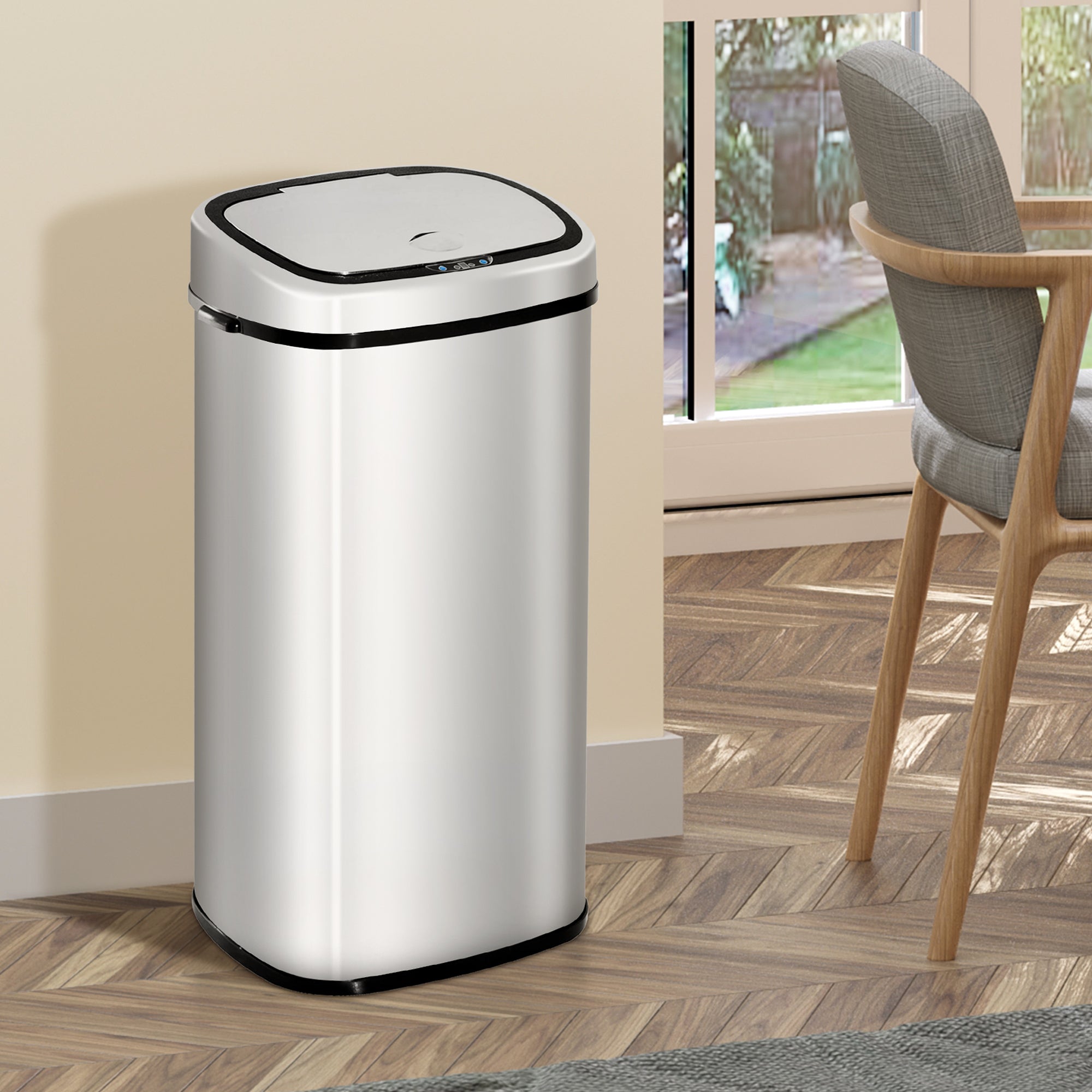 HOMCOM 68L Sensor Dustbin Stainless Steel Automatic Kitchen Waste Bin Silver - North Peak Garden Furniture