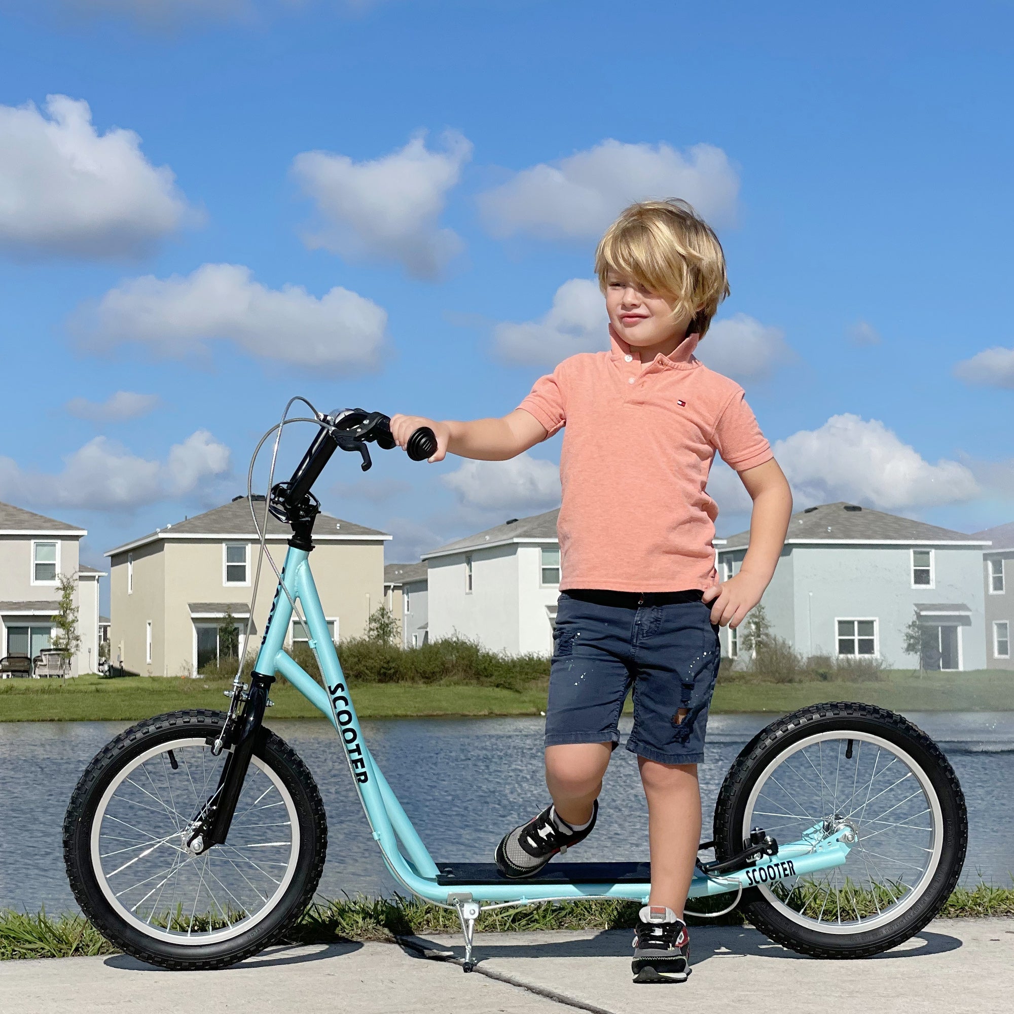 HOMCOM Kick Scooters for Kids with Adjustable Height, Anti-Slip Deck, Dual Brakes, Rubber Tyres, for Boys and Girls Aged 5+ Years Old - Blue - North Peak Garden Furniture