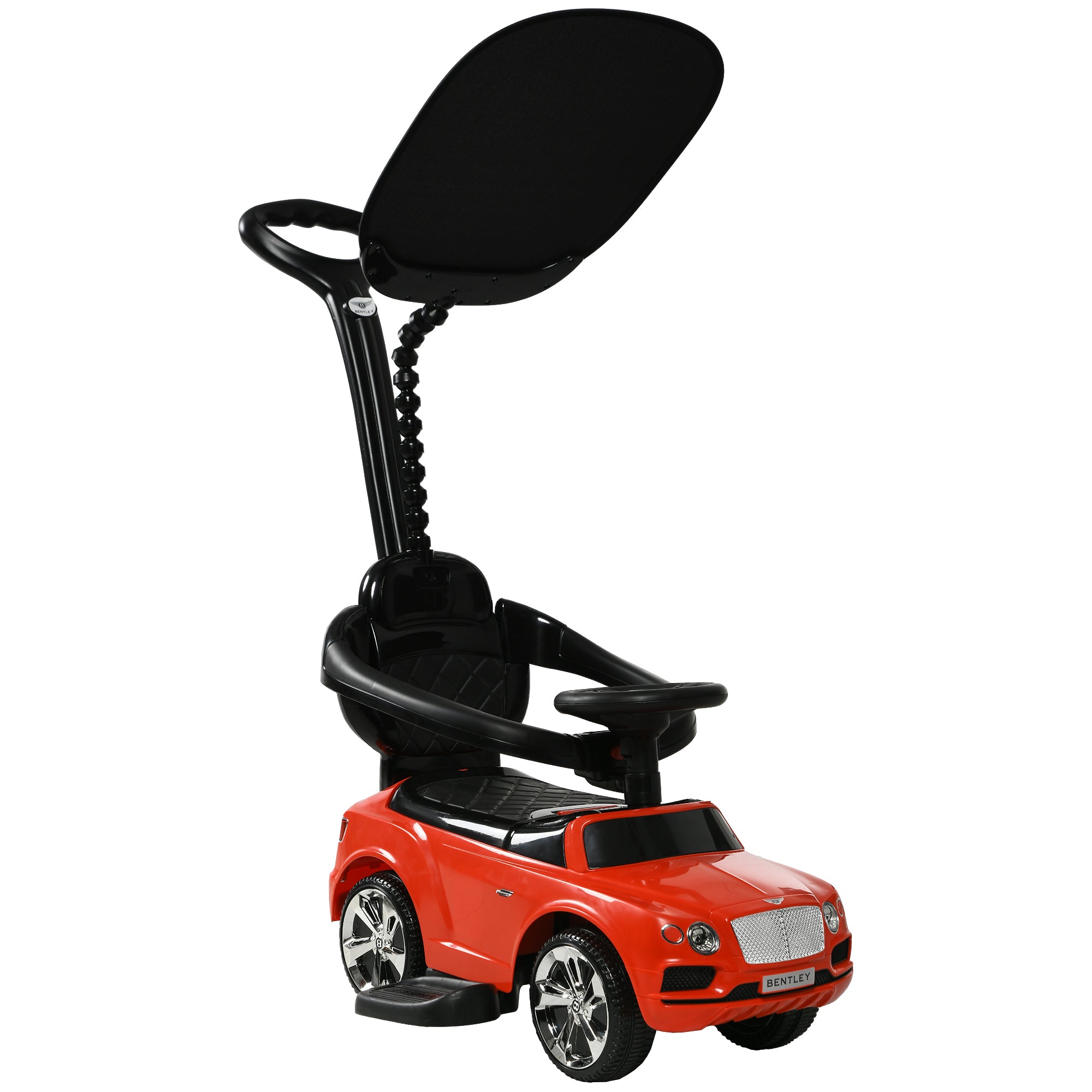 AIYAPLAY Bentley Bentayga Licensed 3-in-1 Baby Push Car, Ride on Car Sliding Car with Canopy, Horn Music - Red - North Peak Garden Furniture