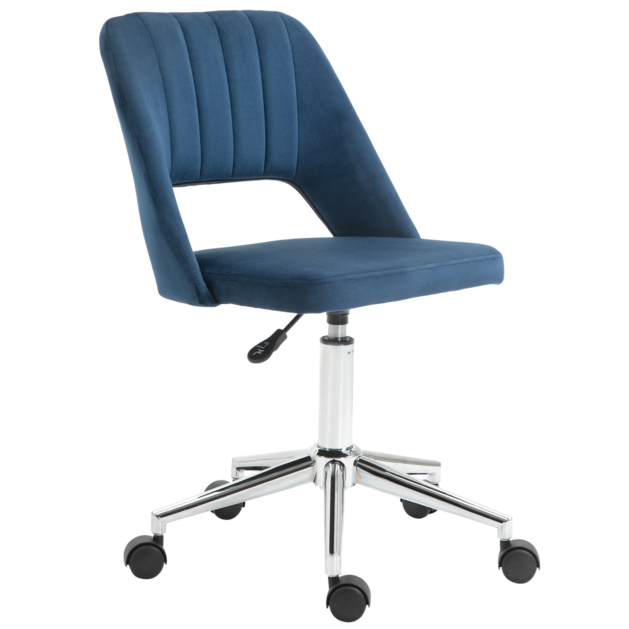 Vinsetto Armless Velvet-Feel Office Chair - Dark Blue - North Peak Garden Furniture