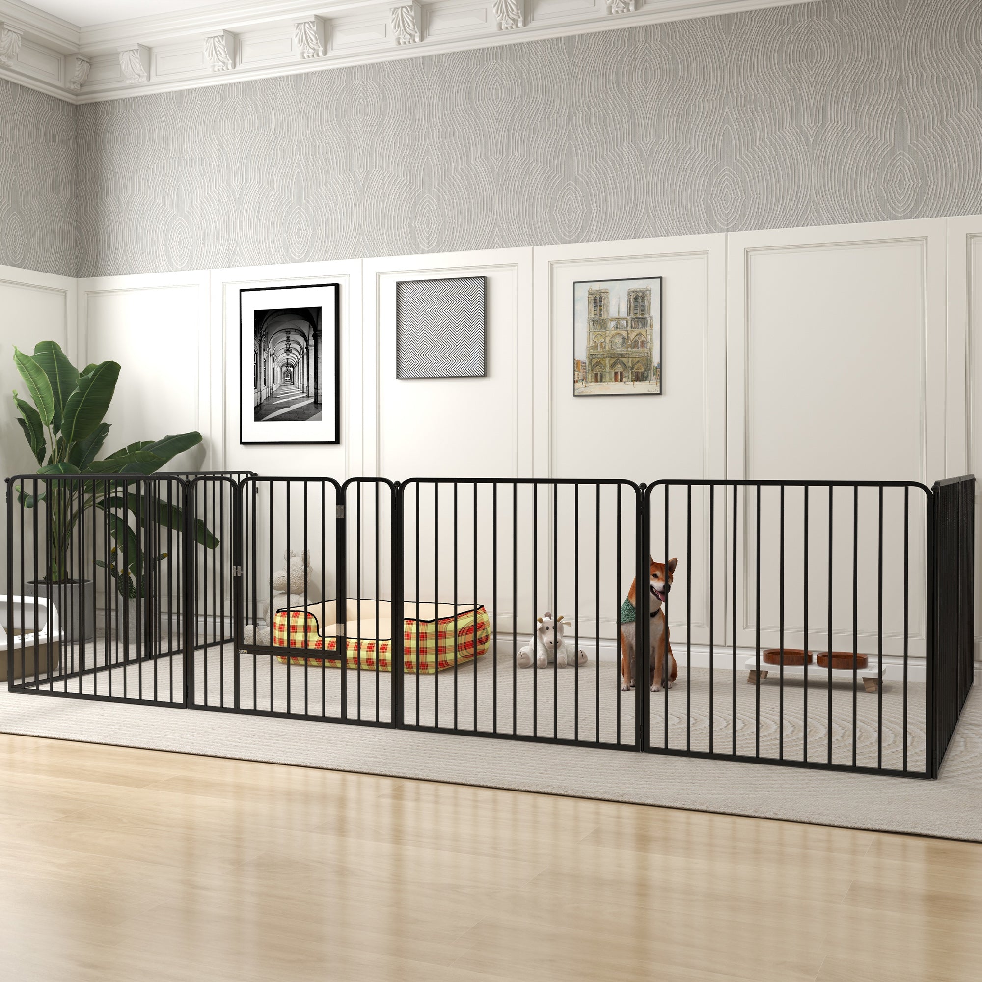 PawHut 80cm 8 Panels Heavy Duty Dog Pen, Pet Playpen for Indoors, Outdoors, Small, Medium Dogs - North Peak Garden Furniture