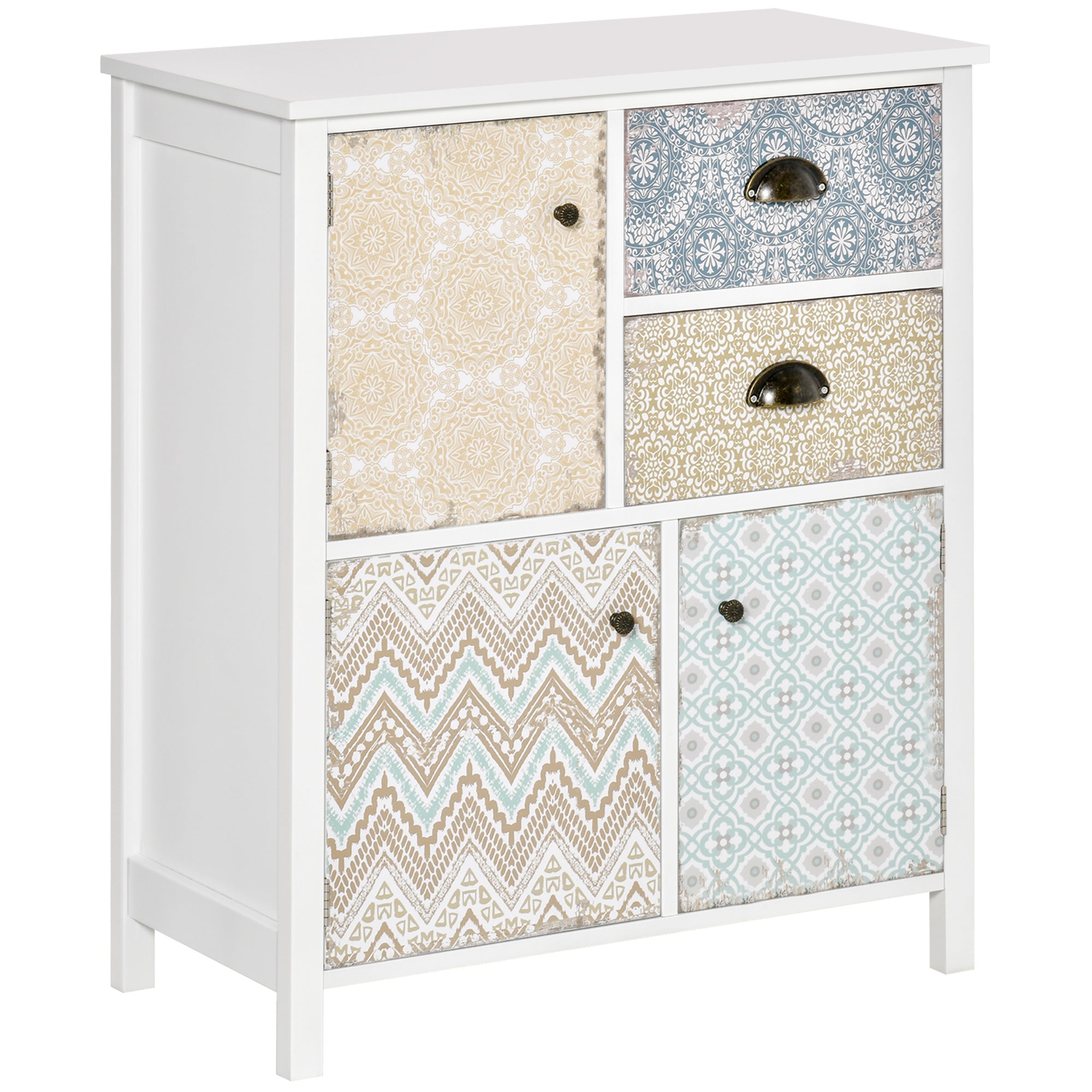 HOMCOM Drawer Table Sideboard Multi-purpose Storage Chest Shabby Chic Entryway Living Room Bedroom Furniture Organizer Unit - North Peak Garden Furniture