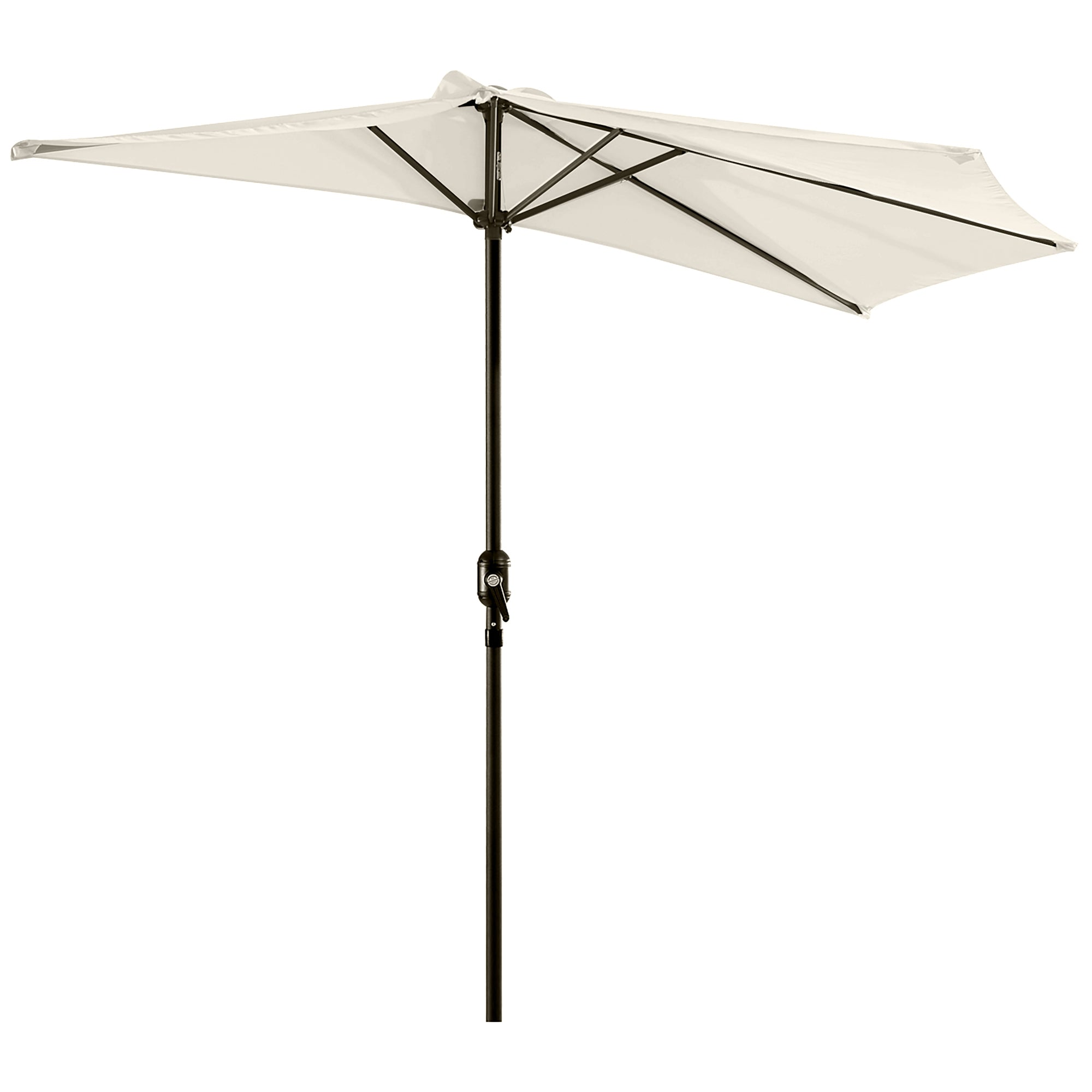 Outsunny 3(m) Half Parasol Semi Round Umbrella Patio Metal Frame Crank Handle for Balcony-- NO BASE INCLUDED, Cream White - North Peak Garden Furniture