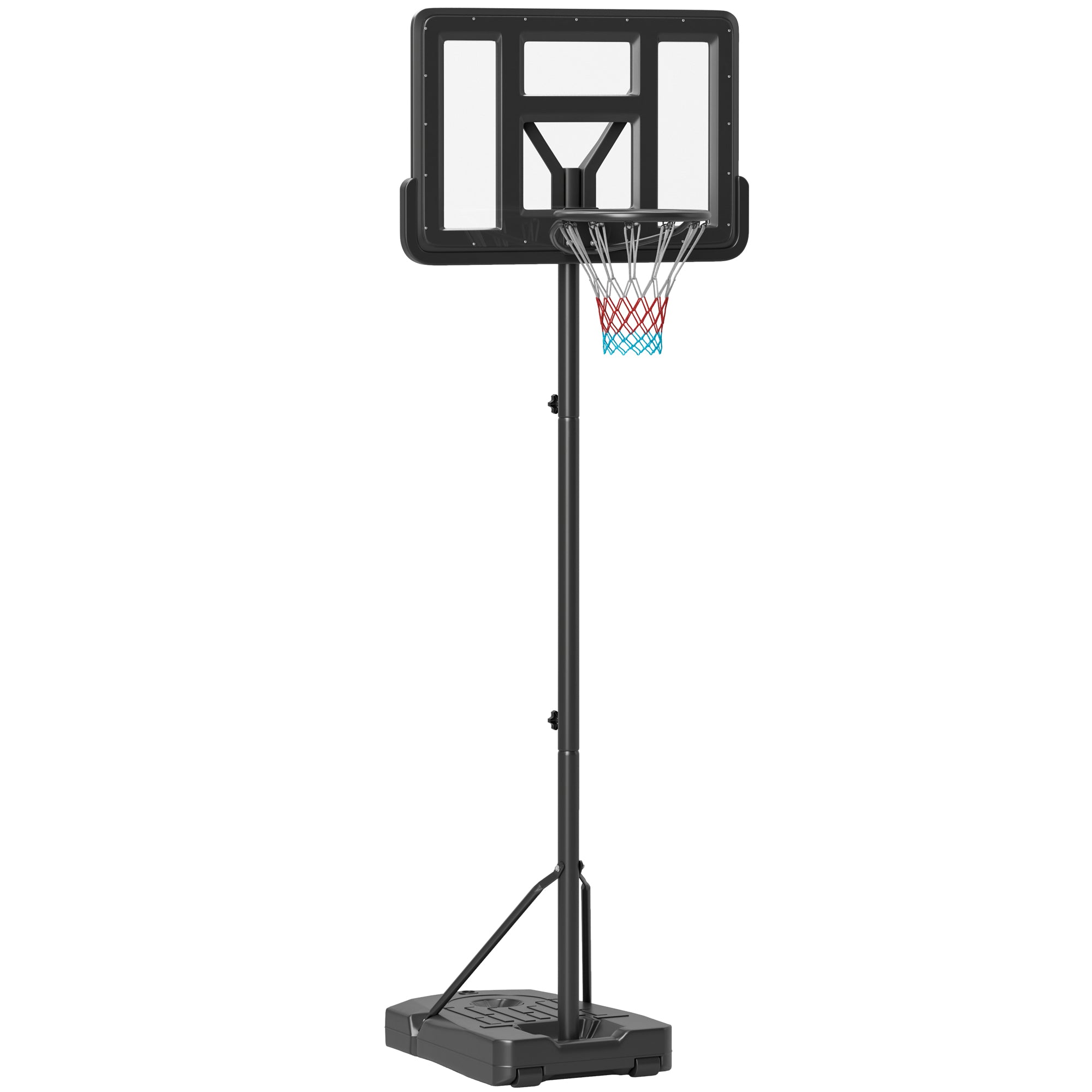 SPORTNOW Height Adjustable Basketball Stand Net Set System, Freestanding Basketball Hoop and Stand w/ Wheels, 200-305cm - Black - North Peak Garden Furniture