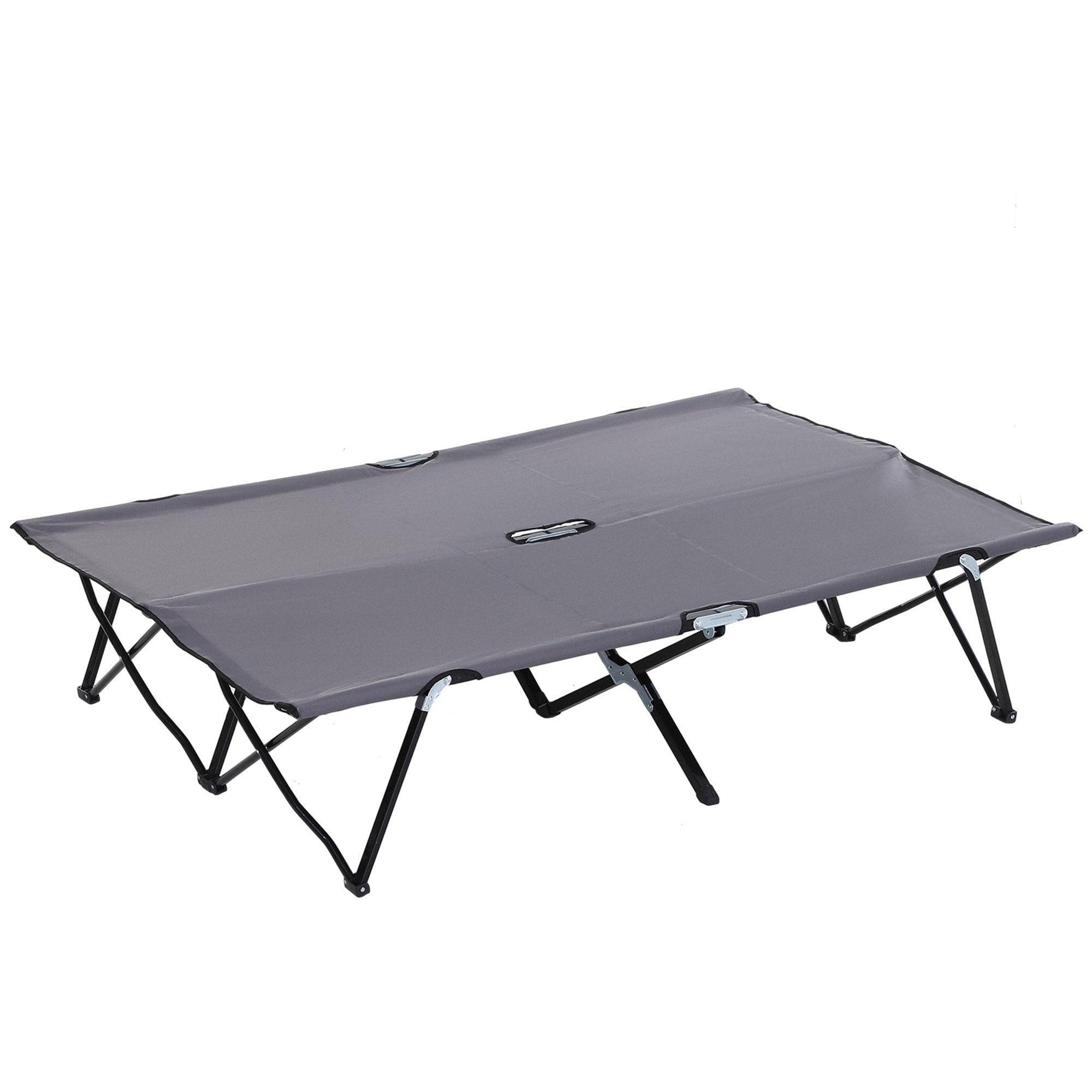Outsunny Double Camping Cot Bed, with Bag - Grey