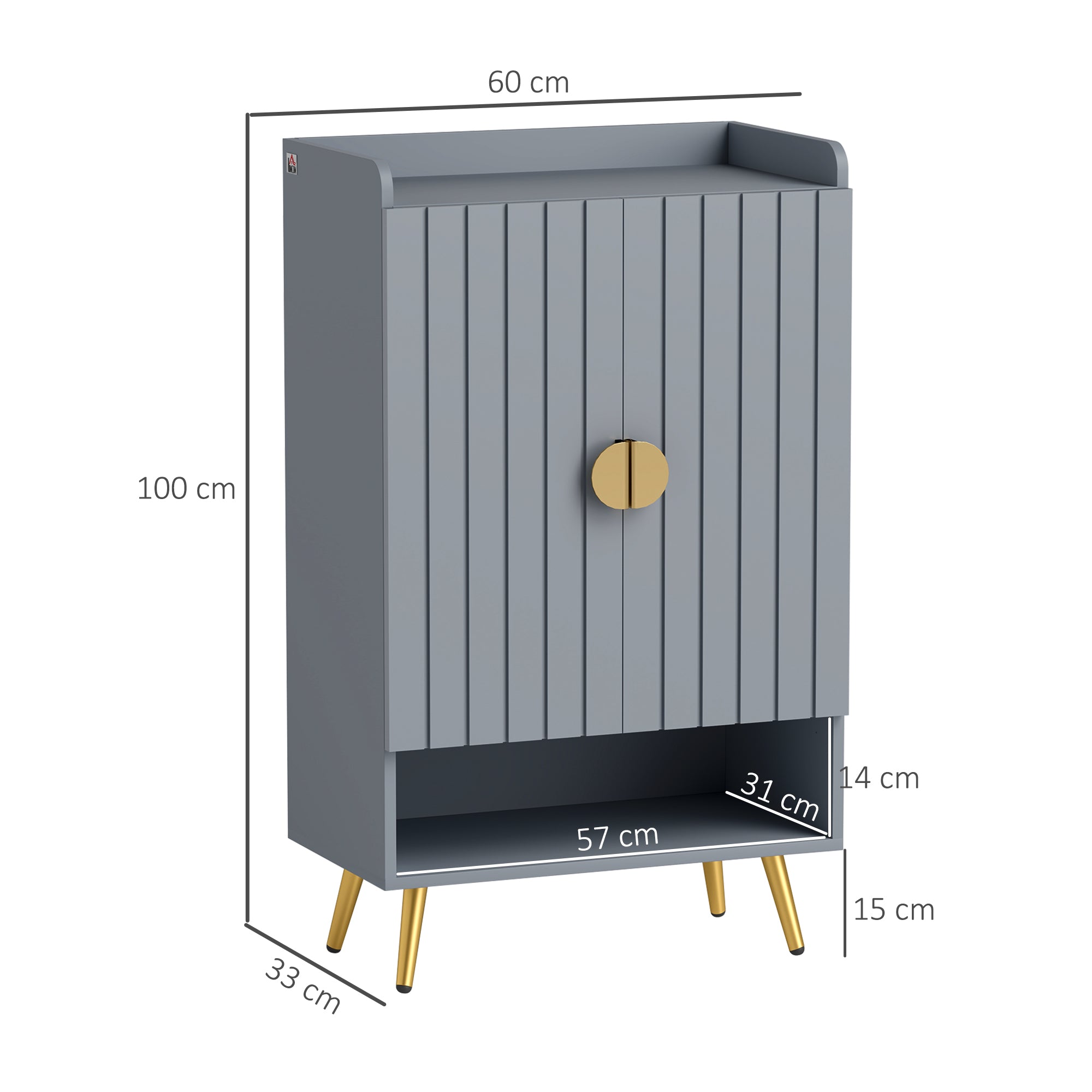 HOMCOM Modern Shoe Cabinet with 2 Doors, Open Shelf and Adjustable Shelves, 15 Pair Hallway Shoe Cupboard, Entryway Storage Unit, Light Grey - North Peak Garden Furniture