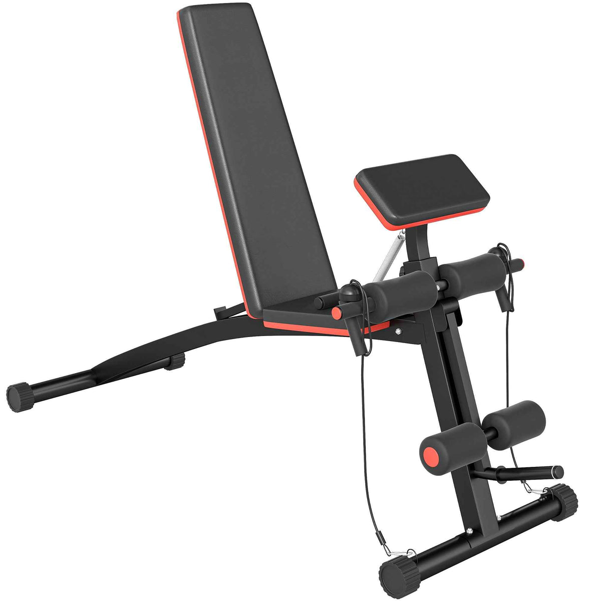 HOMCOM Foldable Weight Bench, Adjustable Strength Training Sit Up Ab Bench Incline/Decline, Red