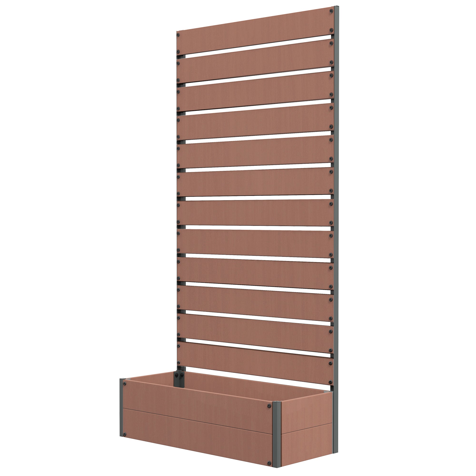 Outsunny Raised Bed for Garden, Planter with Trellis for Climbing Plants, Vines, Planter Box with Drainage Gap, Light Brown - North Peak Garden Furniture