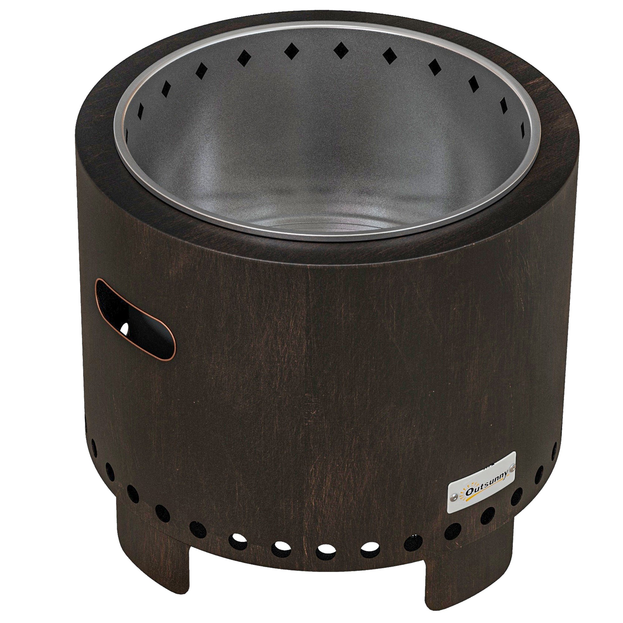 Outsunny Metal Wood-burning Smokeless Fire Pit, Black