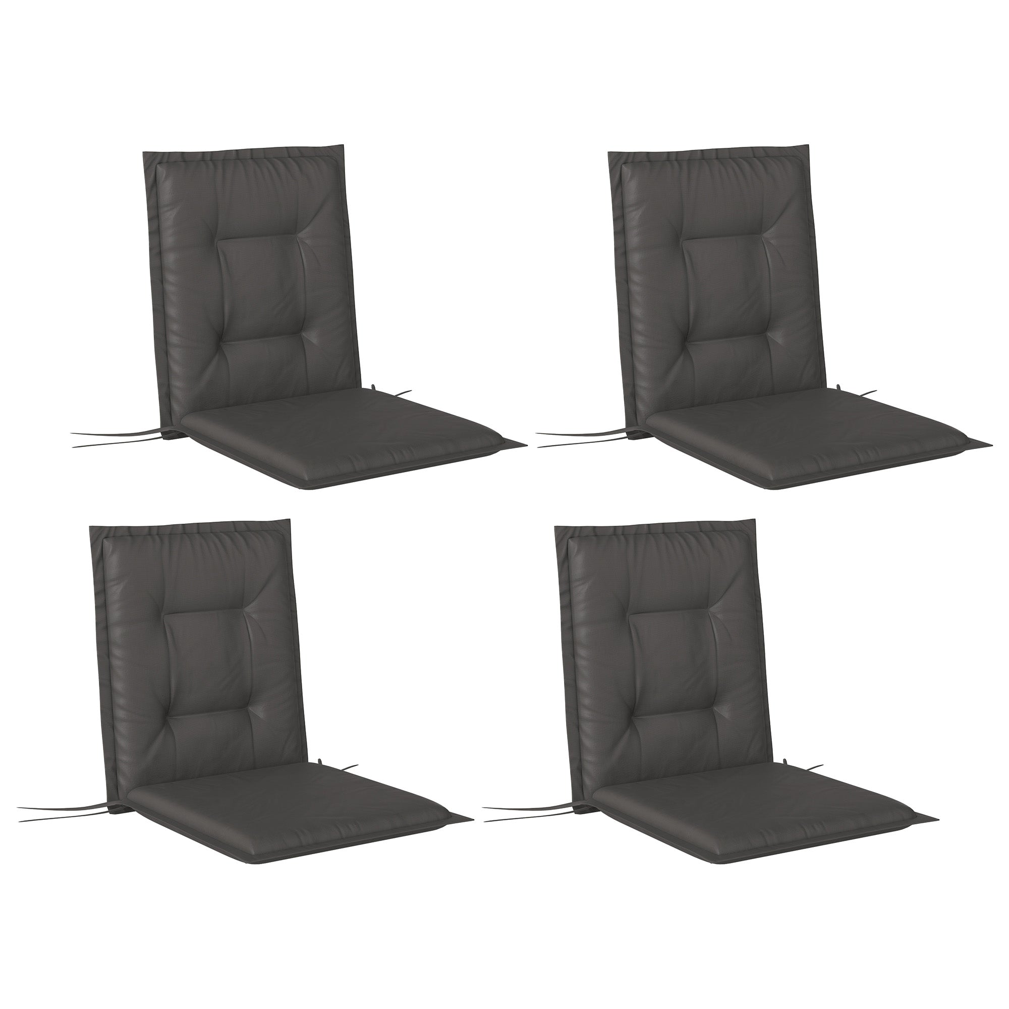 Outsunny Set of Four Padded Garden Seat Cushions - Charcoal Grey - North Peak Garden Furniture