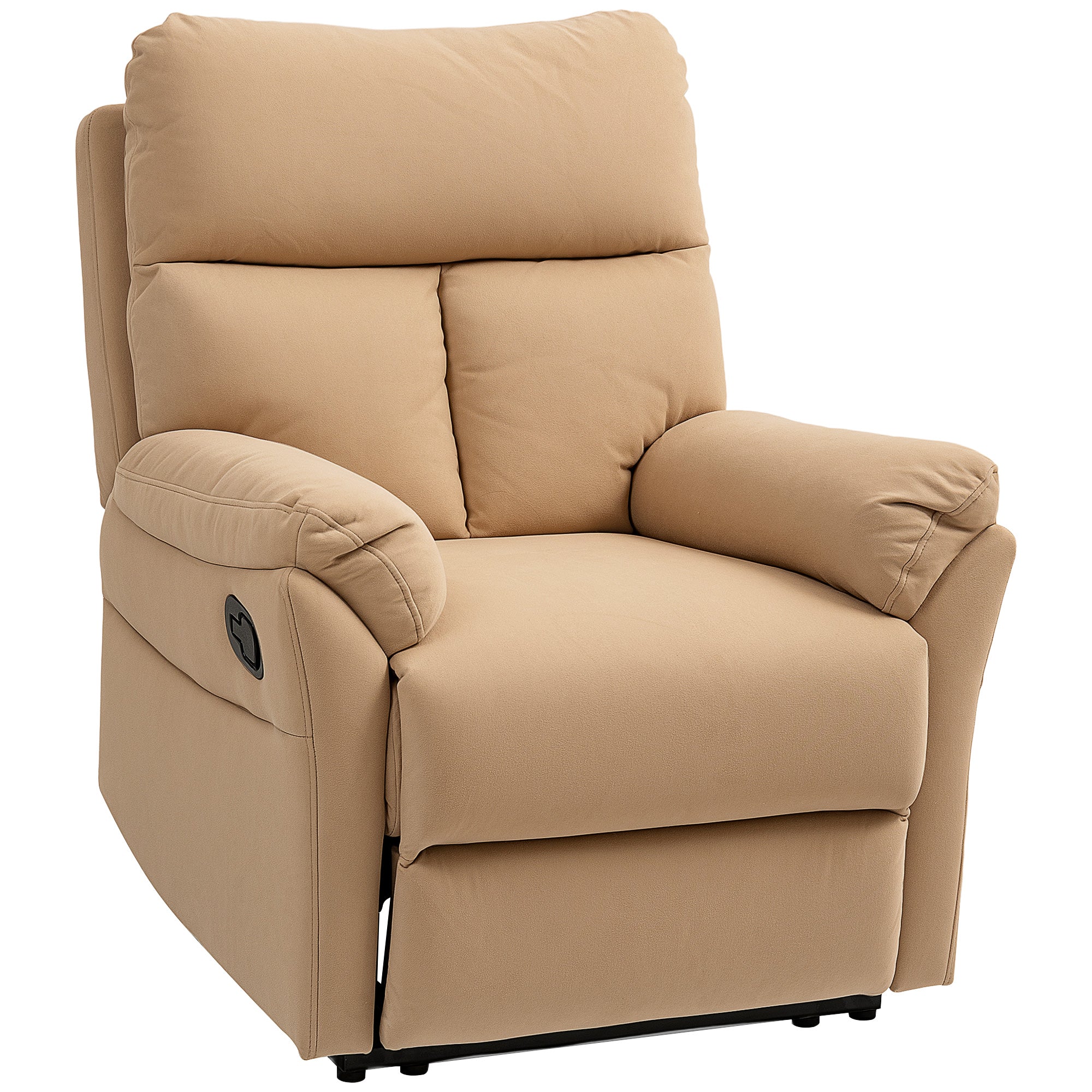 HOMCOM 140° Manual Reclining Armchair, with Footrest - Light Brown - North Peak Garden Furniture