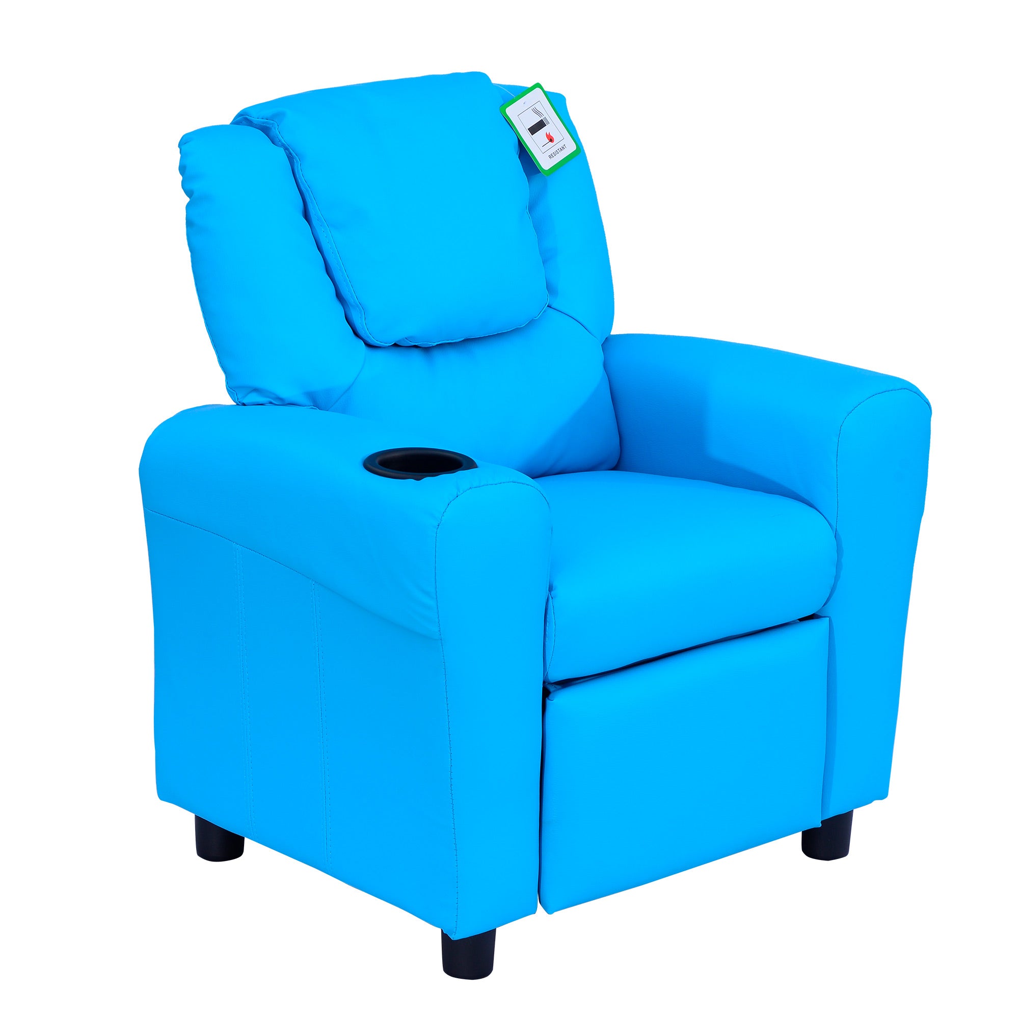 HOMCOM Kids Recliner Chair, PU Leather with Adjustable Backrest, Footrest, Padded Headrest, Blue