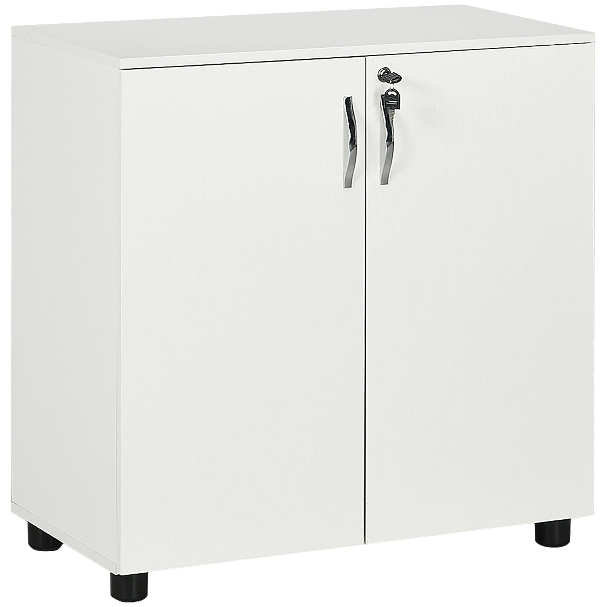 Vinsetto Lockable Office Storage Cabinet 2-Tier Filing Cabinet w/ Feet 2 Keys Melamine Coating Aluminium Handles Home Office Printer Stand White - North Peak Garden Furniture