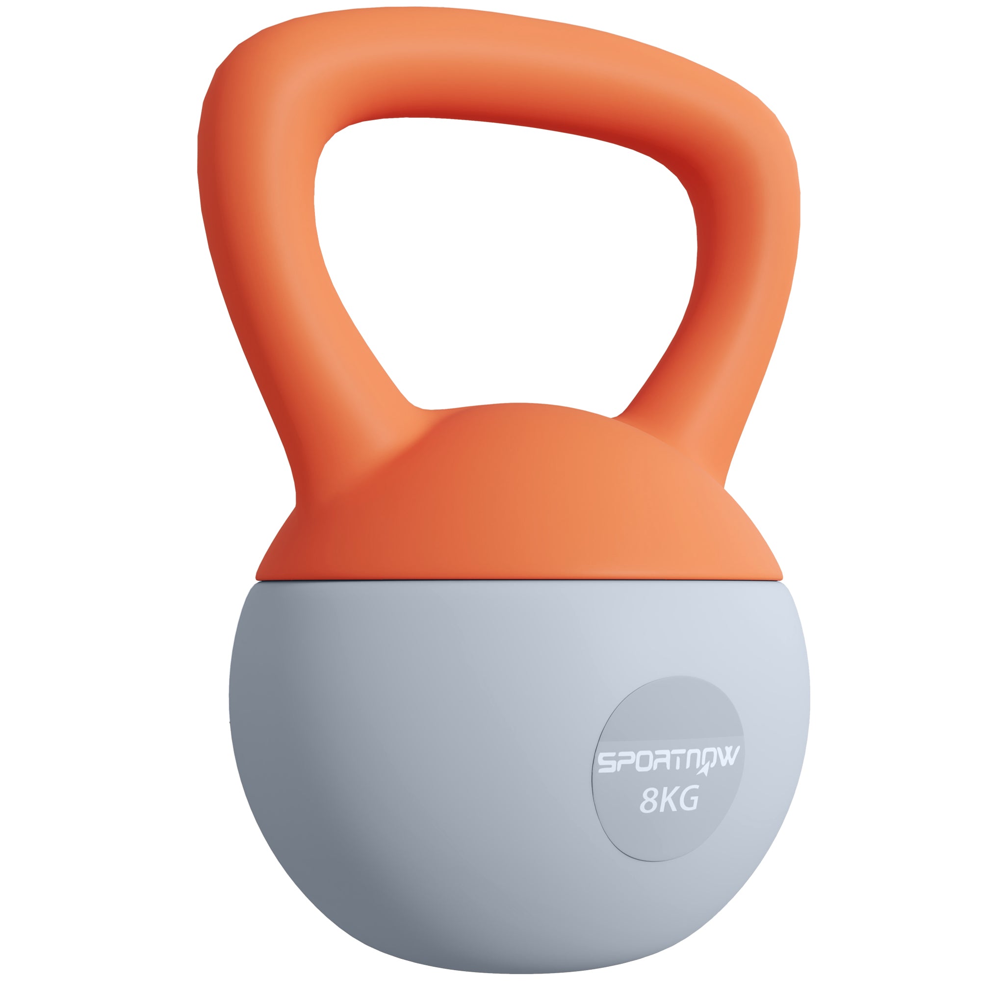 SPORTNOW Soft Kettlebell, 8kg Kettle Bell with Non-Slip Handle for Home Gym Weight Lifting and Strength Training, Orange and Grey - North Peak Garden Furniture