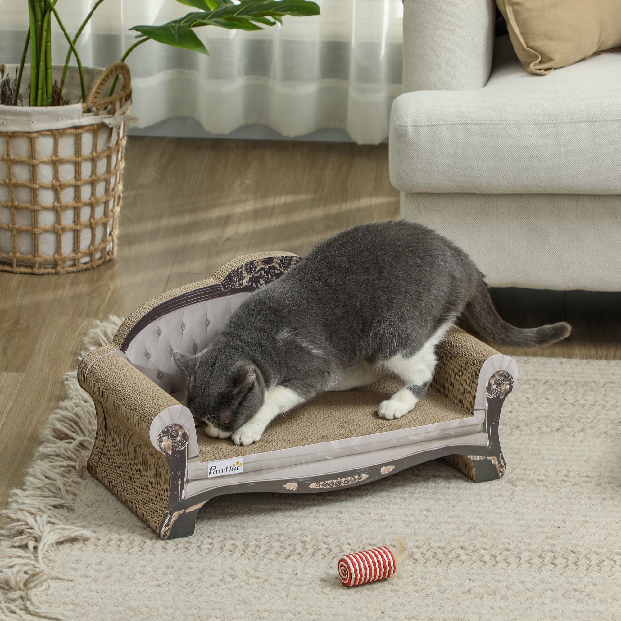 PawHut 2 in 1 Cat Scratcher with Organic Catnip for Indoor Cats, 29.5 x 56 x 26cm, Brown - North Peak Garden Furniture