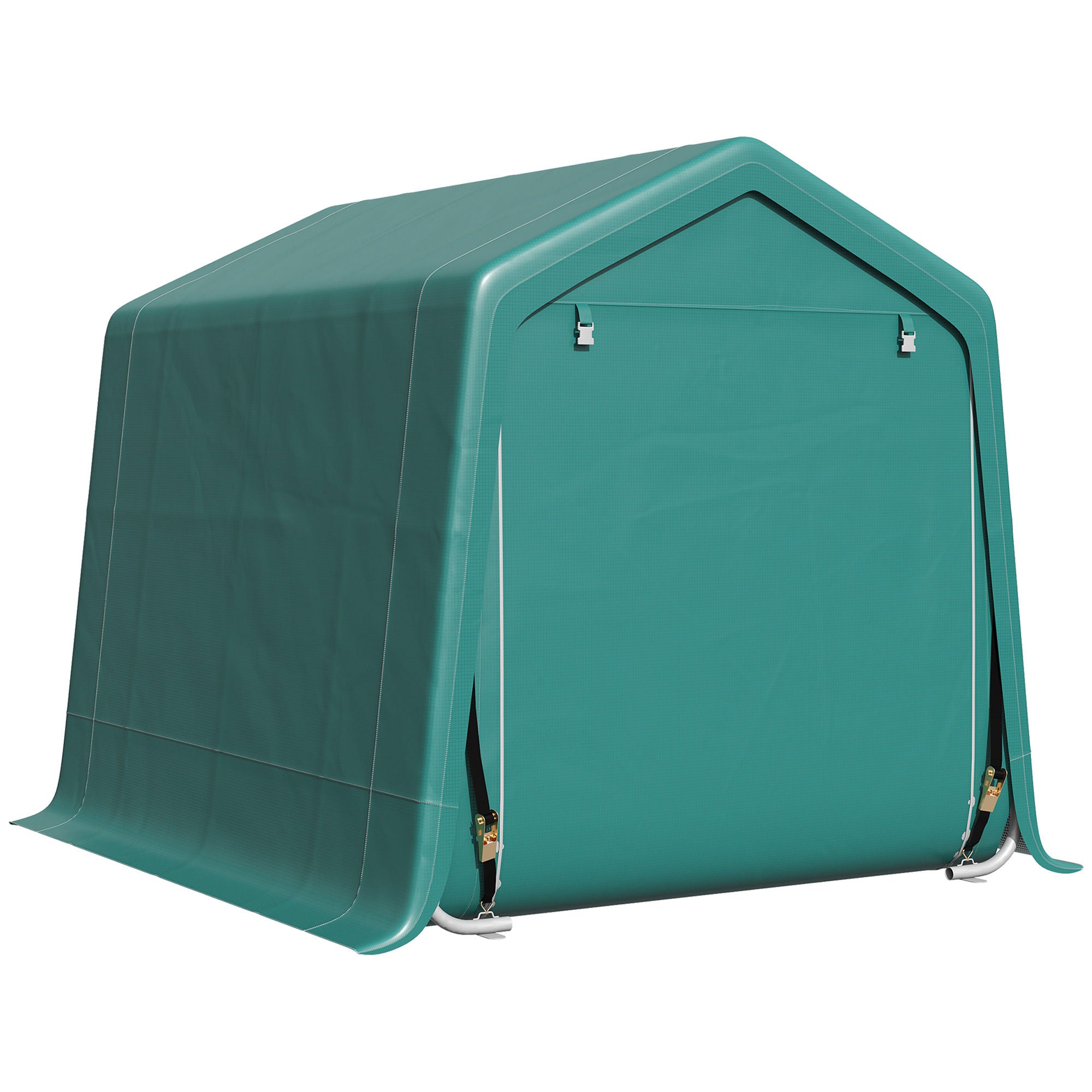 Outsunny 8 x 6.5 ft Outdoor Garden Storage Shed, Waterproof Bike Tent with Double Roll-up Zipper Door for Garden Tools, Green