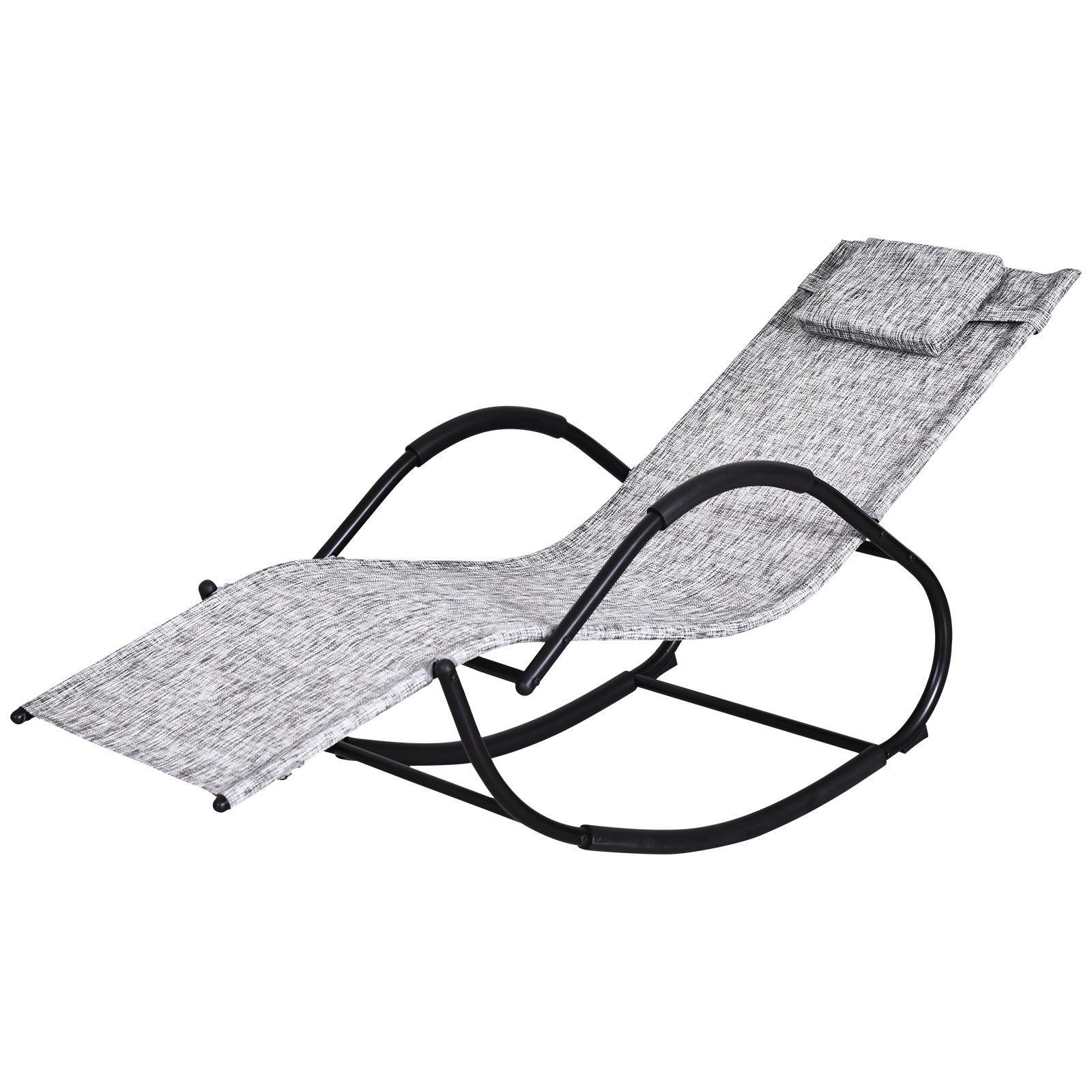 Outsunny Steel Frame Zero Gravity Rocking Lounge Chair w/ Pillow Grey - North Peak Garden Furniture