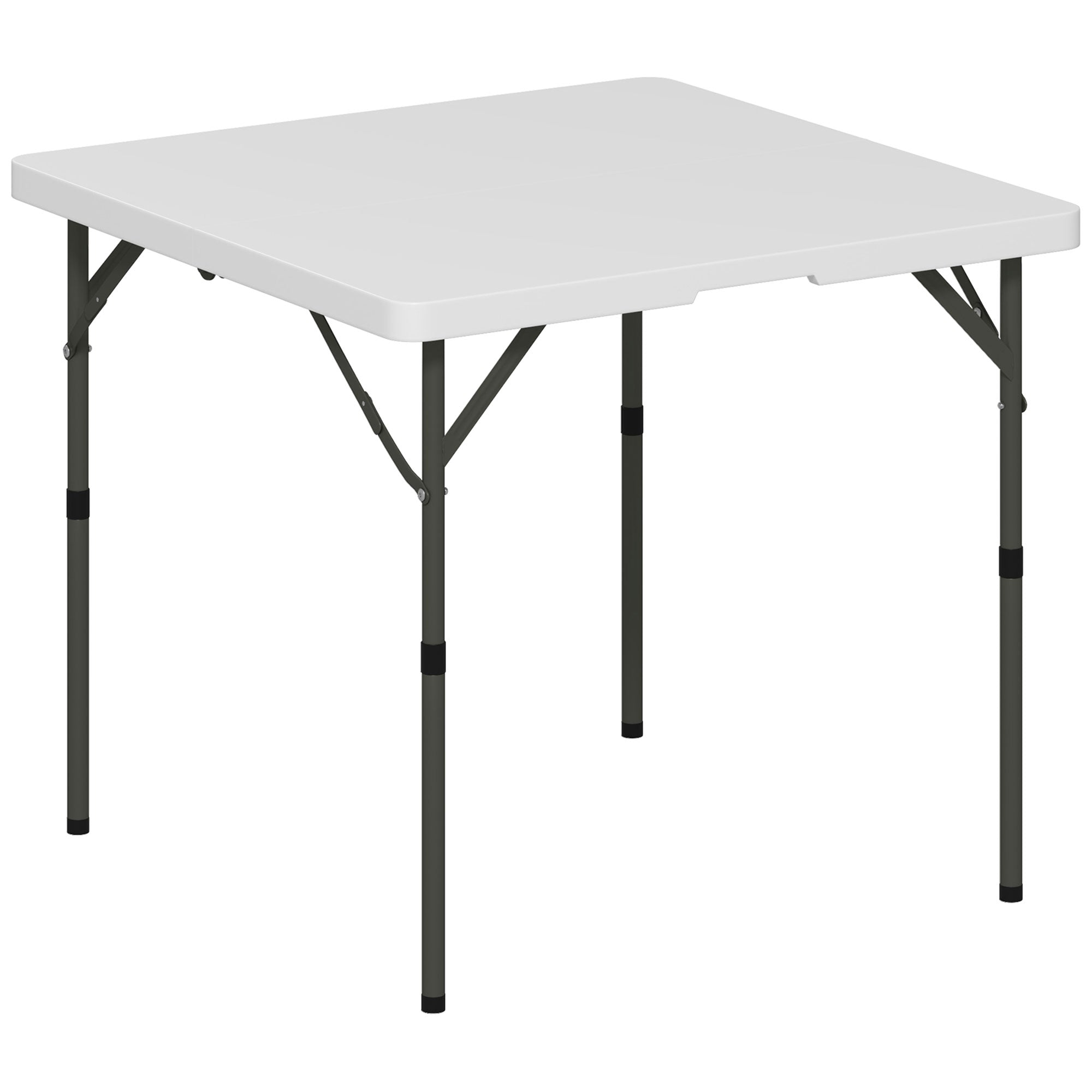 Outsunny 3ft Folding Camping Table, Heavy Duty Picnic Table with 2 Adjustable Height for Indoor Outdoor Garden, Party, BBQ, White