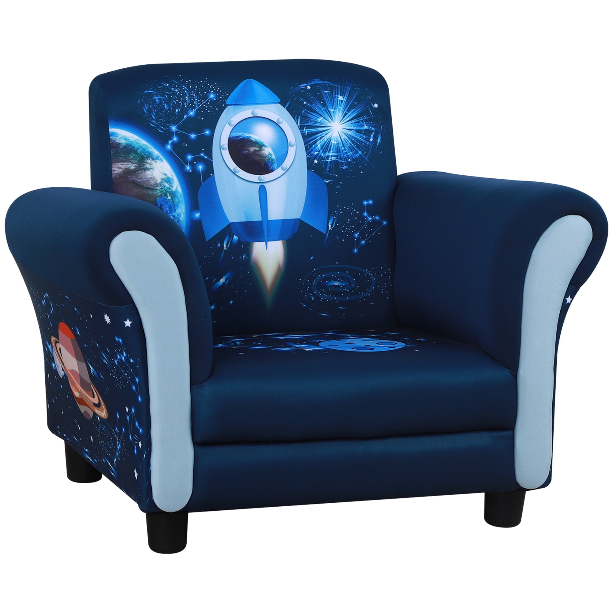 HOMCOM Child Armchair Kids Mini Sofa Chair with Armrest, 59.5 x 43 x 46.5cm, Blue - North Peak Garden Furniture