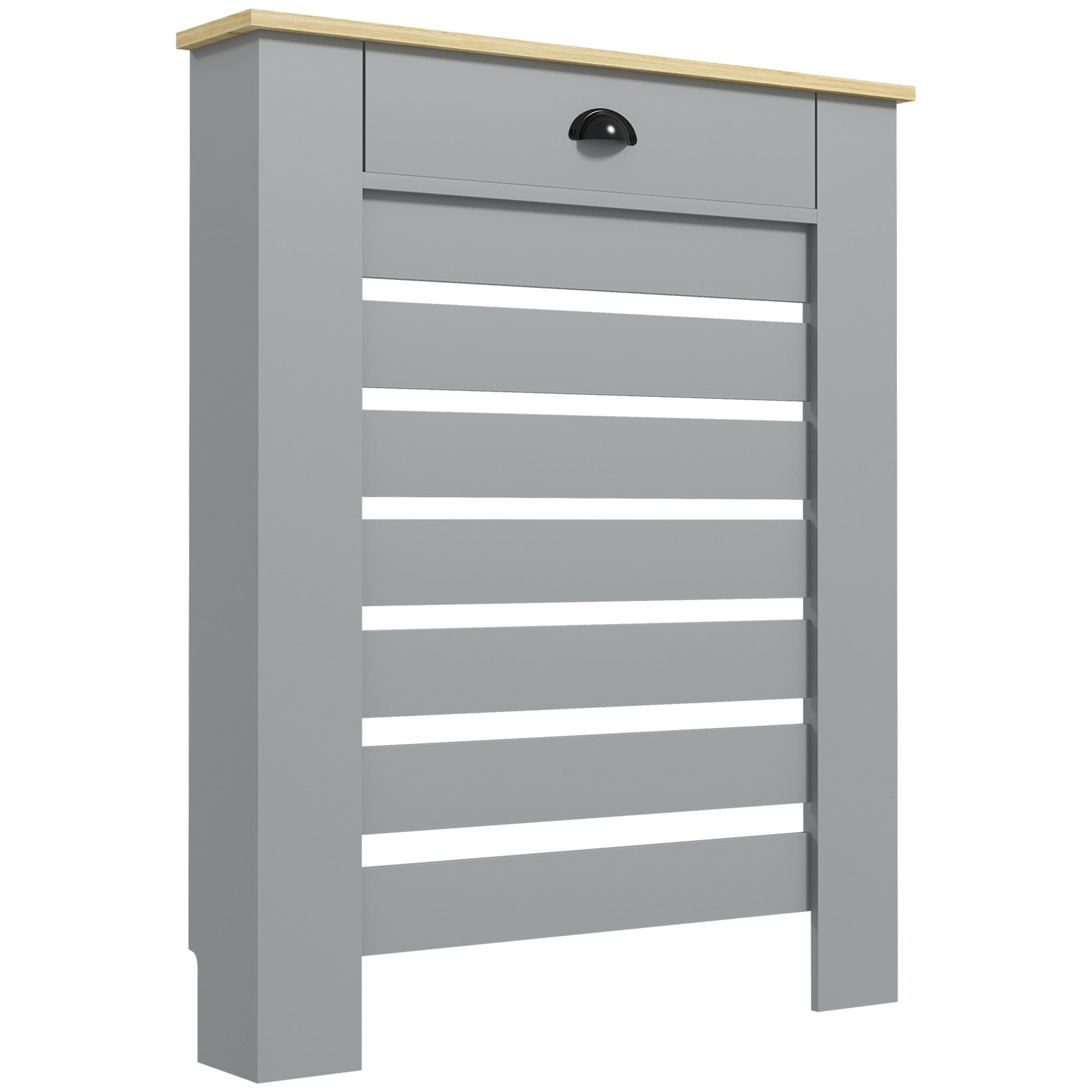 HOMCOM 95.5H x 78Wcm Radiator Cover, with Drawer - Grey - North Peak Garden Furniture