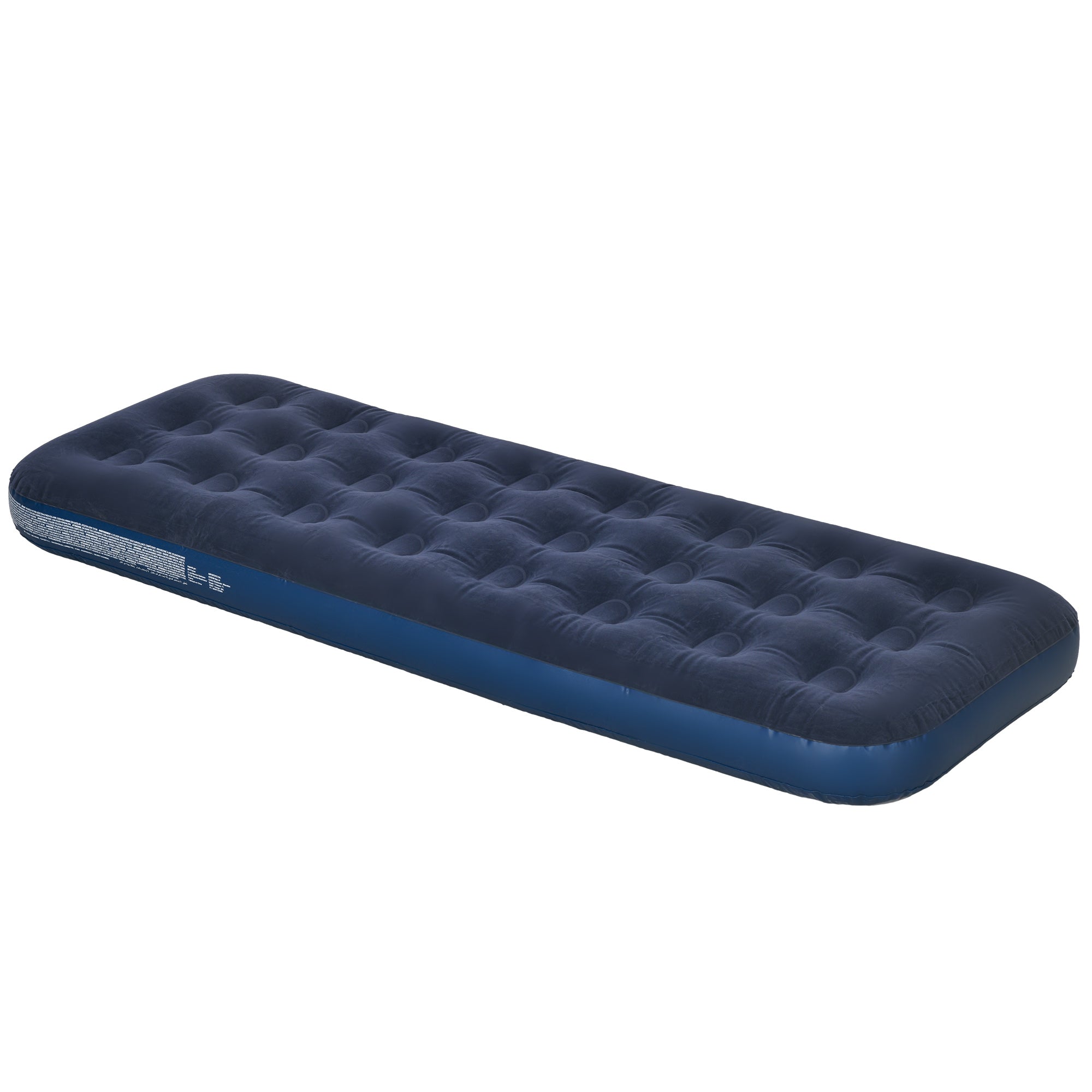Outsunny Single Air Mattress with Hand Pump, Portable Air Bed with Flocked Surface, 191 x 73 x 22cm, Blue - North Peak Garden Furniture