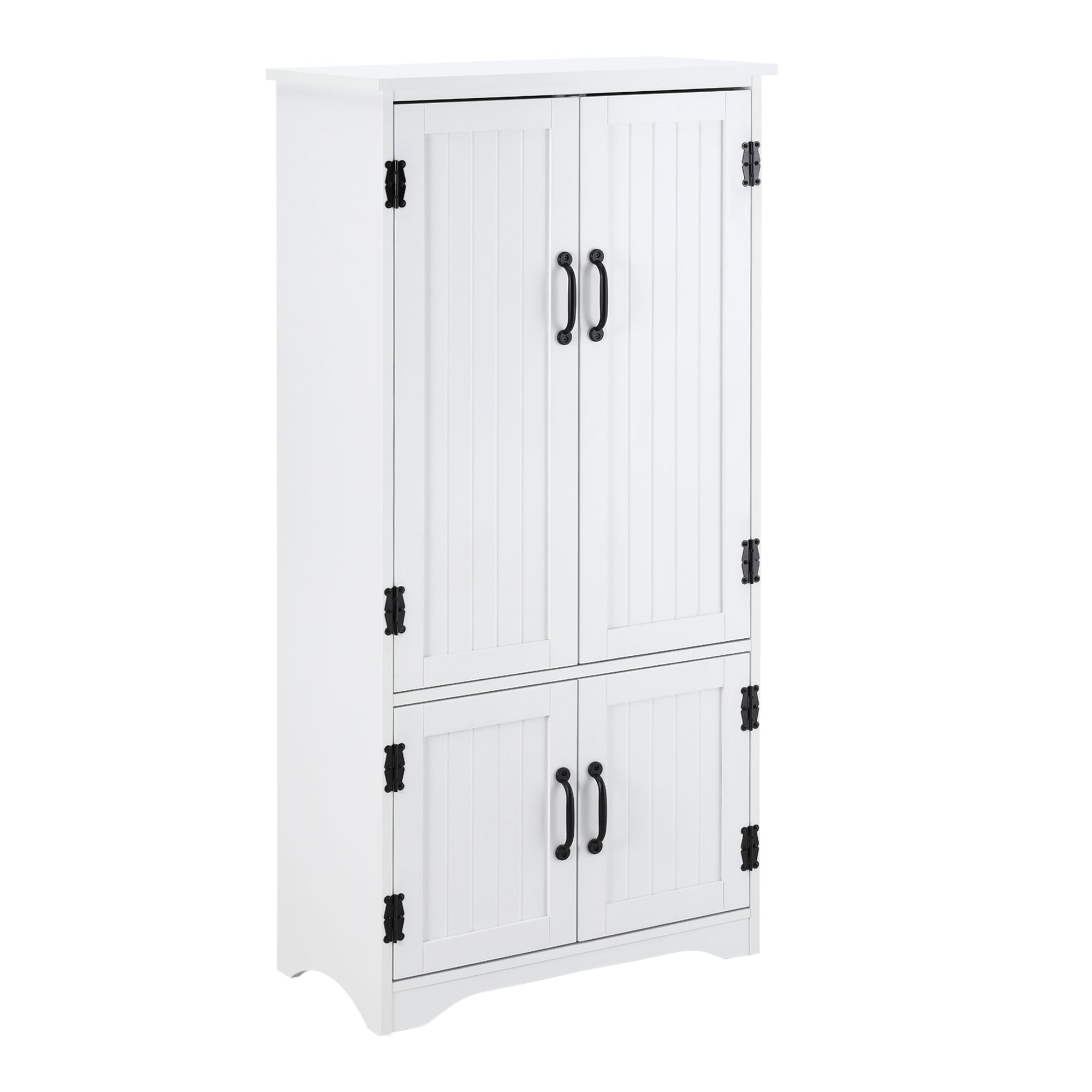 HOMCOM Accent Floor Storage Cabinet Kitchen Cupboard with Adjustable Shelves and 2 Lower Doors, White - North Peak Garden Furniture